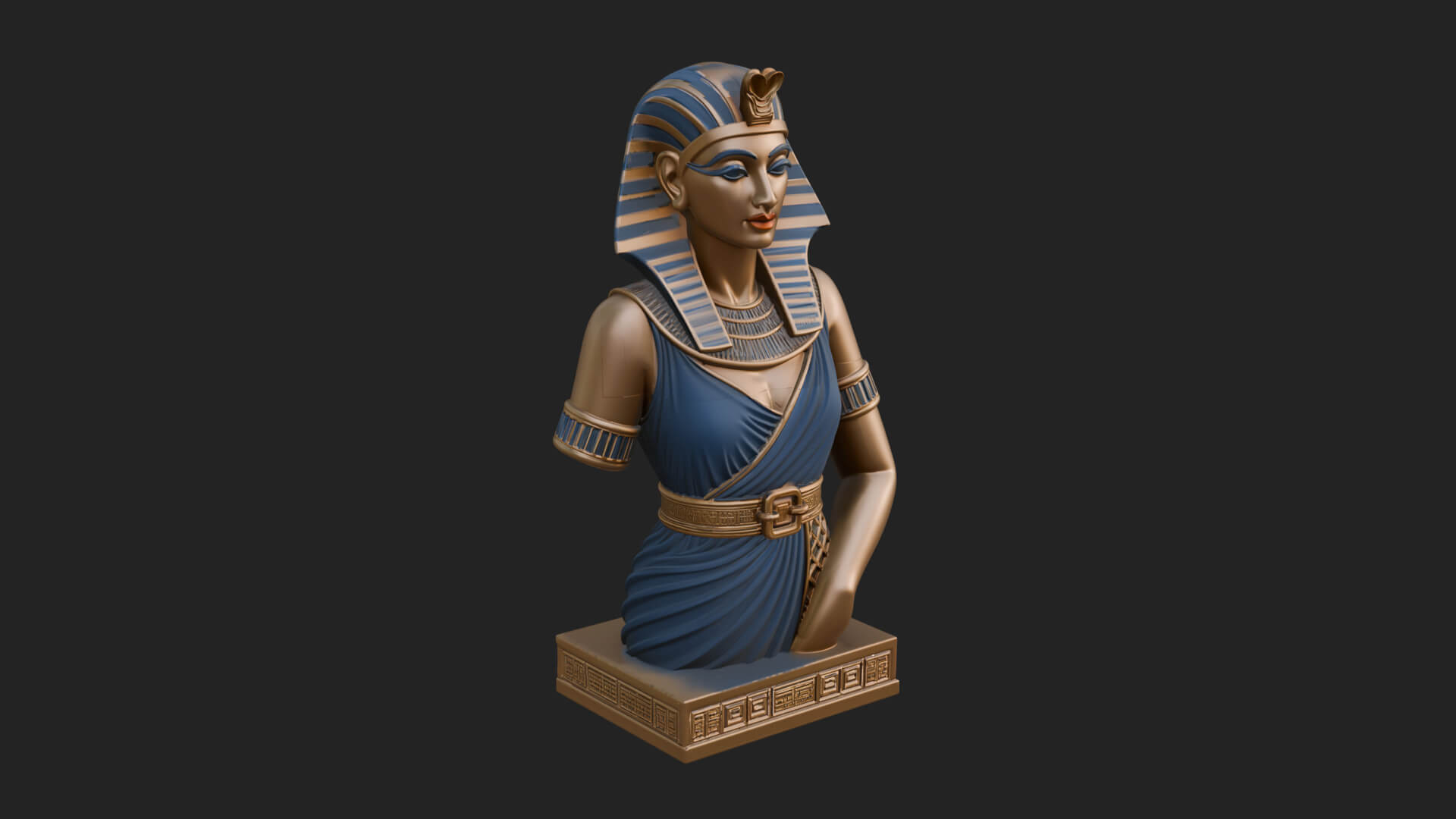Egyptian Queen Bust Statue Design 7 3D Print Model 3D Model