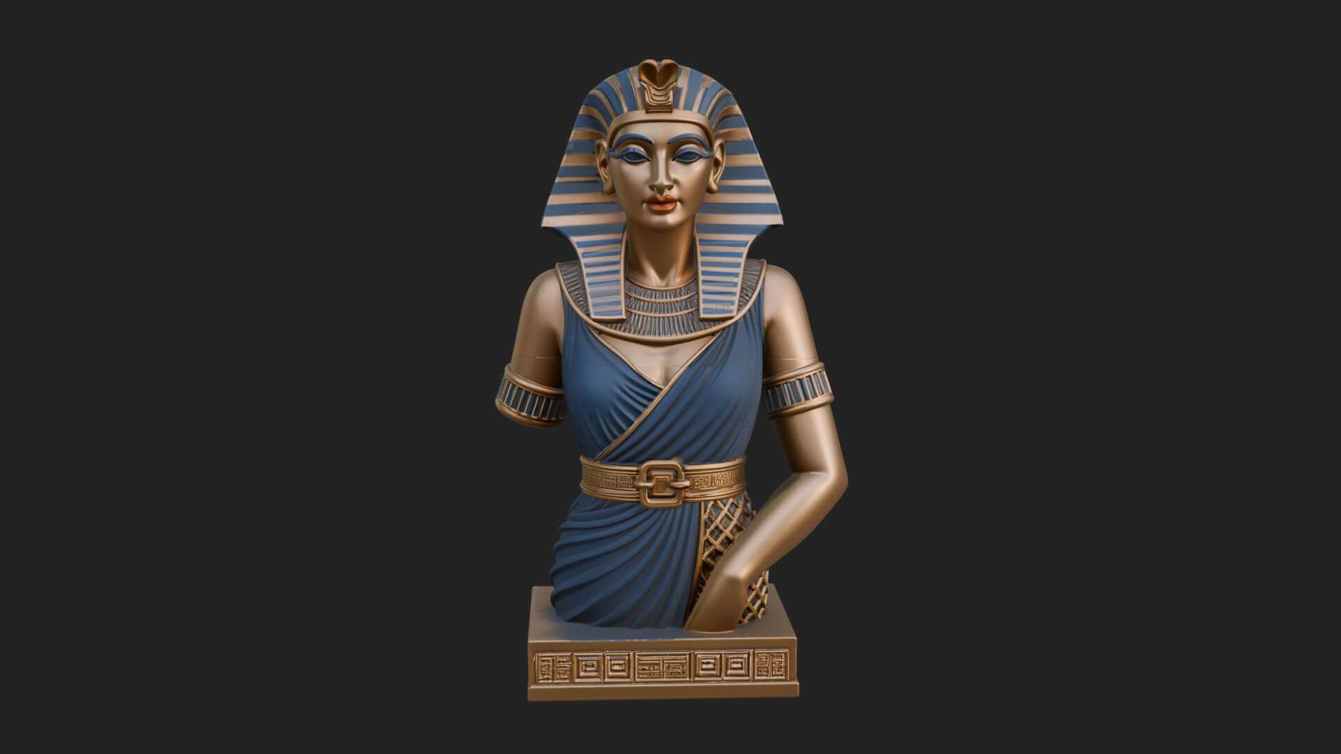Egyptian Queen Bust Statue Design 7 3D Print Model 3D Model