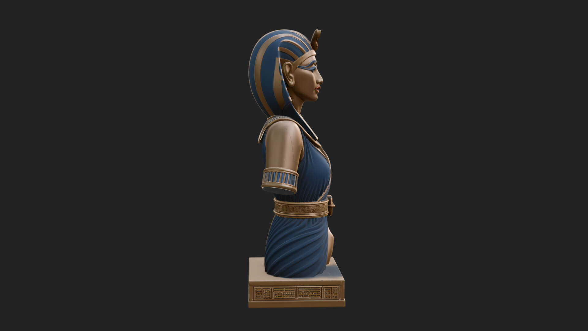Egyptian Queen Bust Statue Design 7 3D Print Model 3D Model