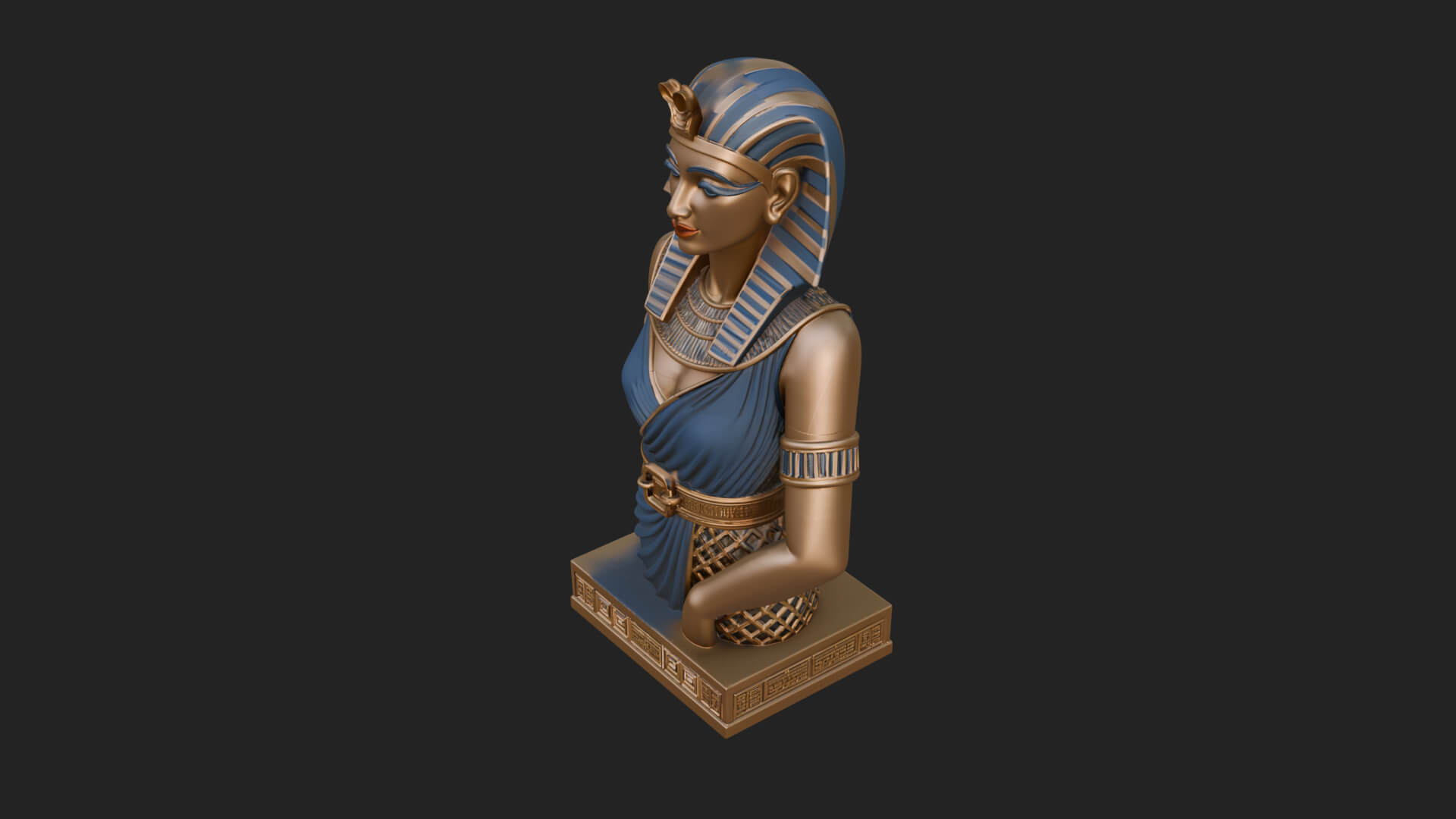 Egyptian Queen Bust Statue Design 7 3D Print Model 3D Model