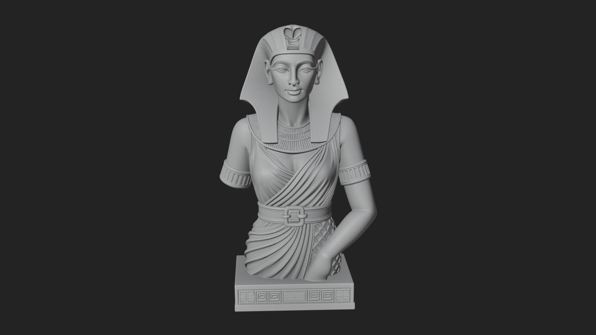 Egyptian Queen Bust Statue Design 7 3D Print Model 3D Model
