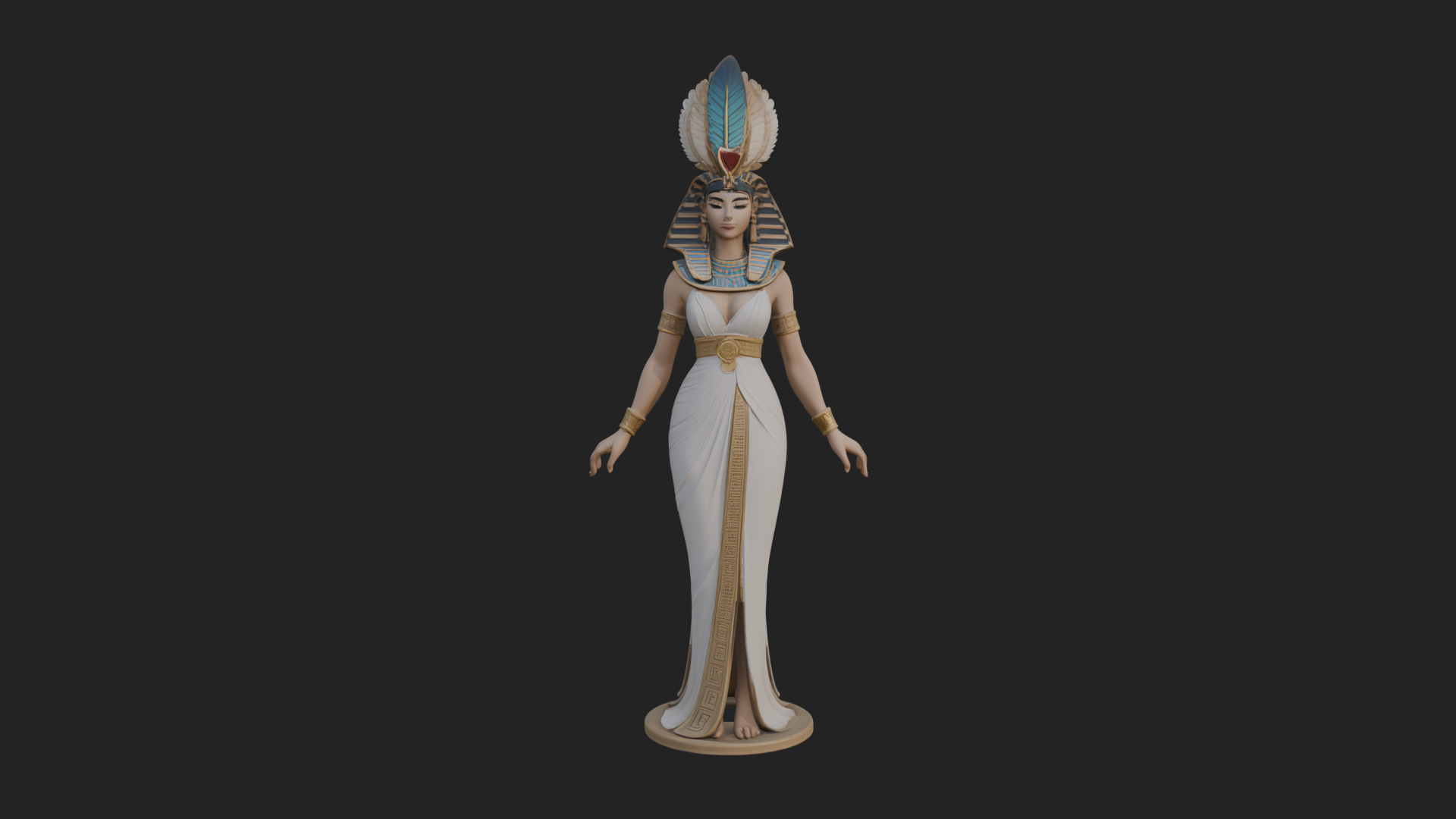 Egyptian Queen Statue Design 12 3D Print Model 3D Model