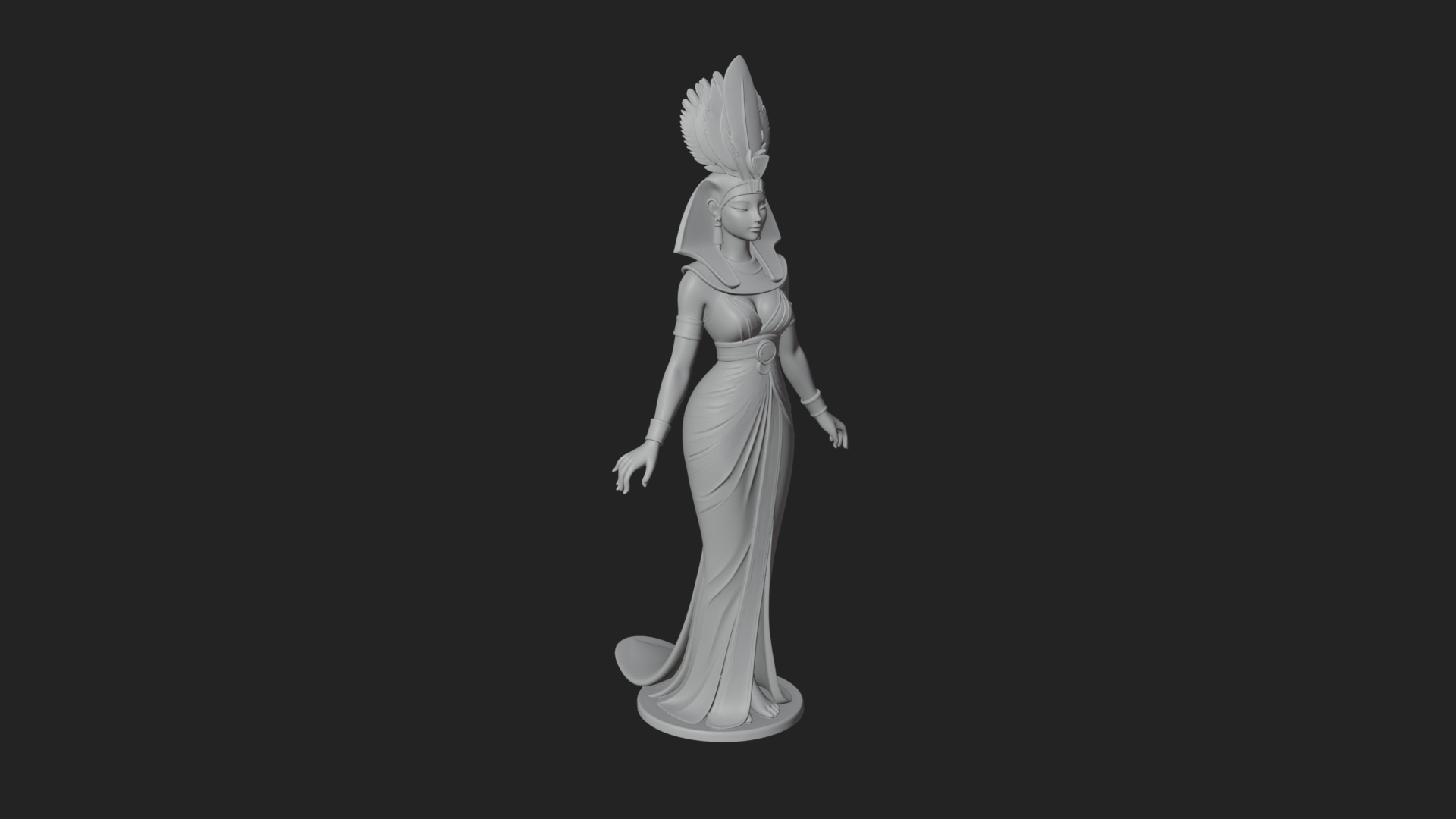 Egyptian Queen Statue Design 12 3D Print Model 3D Model