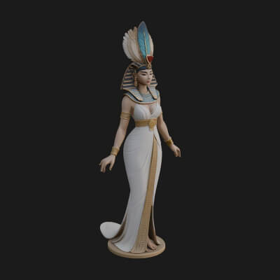 Egyptian Queen Statue Design 12 3D Print Model