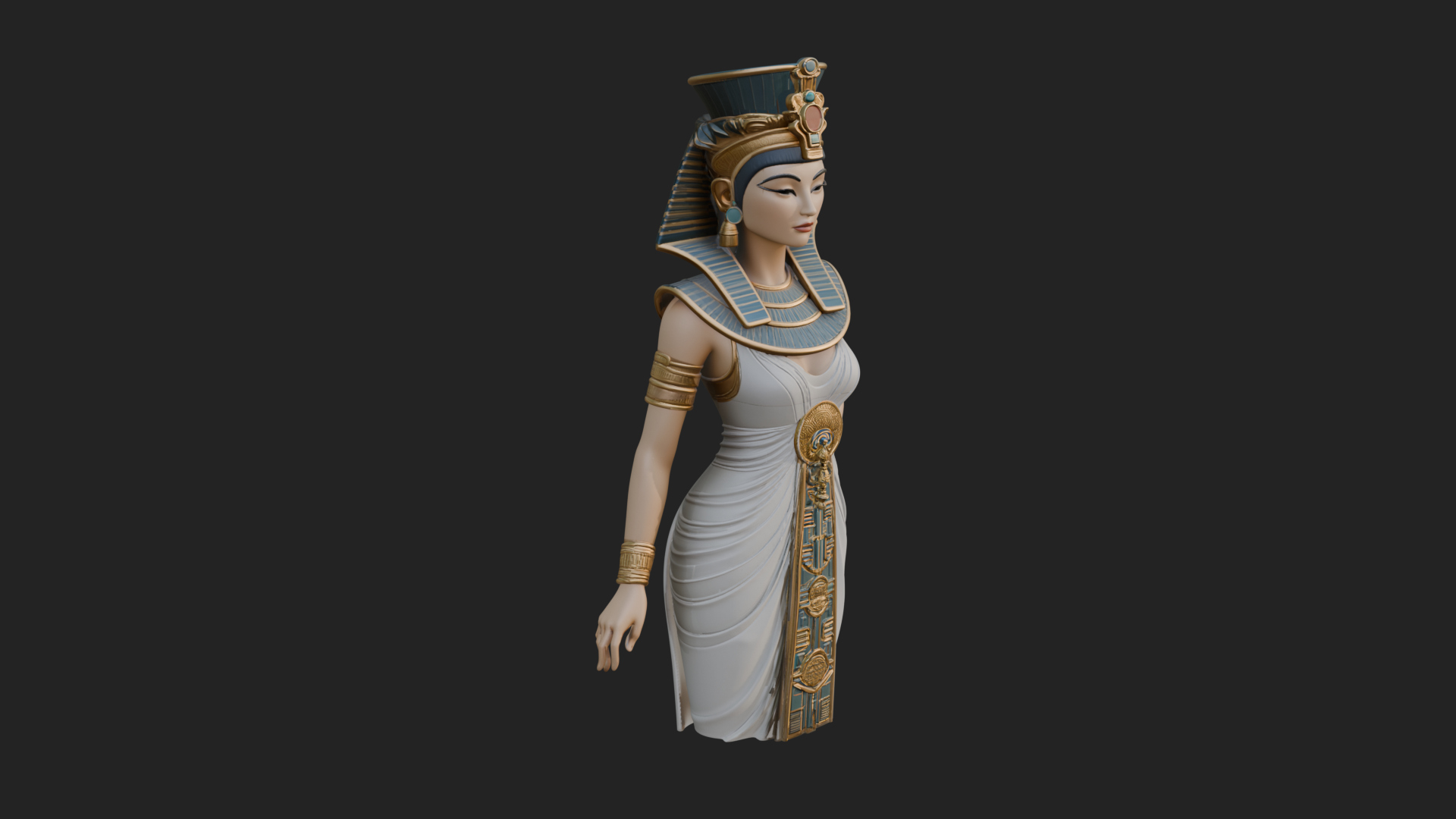 Egyptian Queen Statue Design 2 3D Print Model 3D Model
