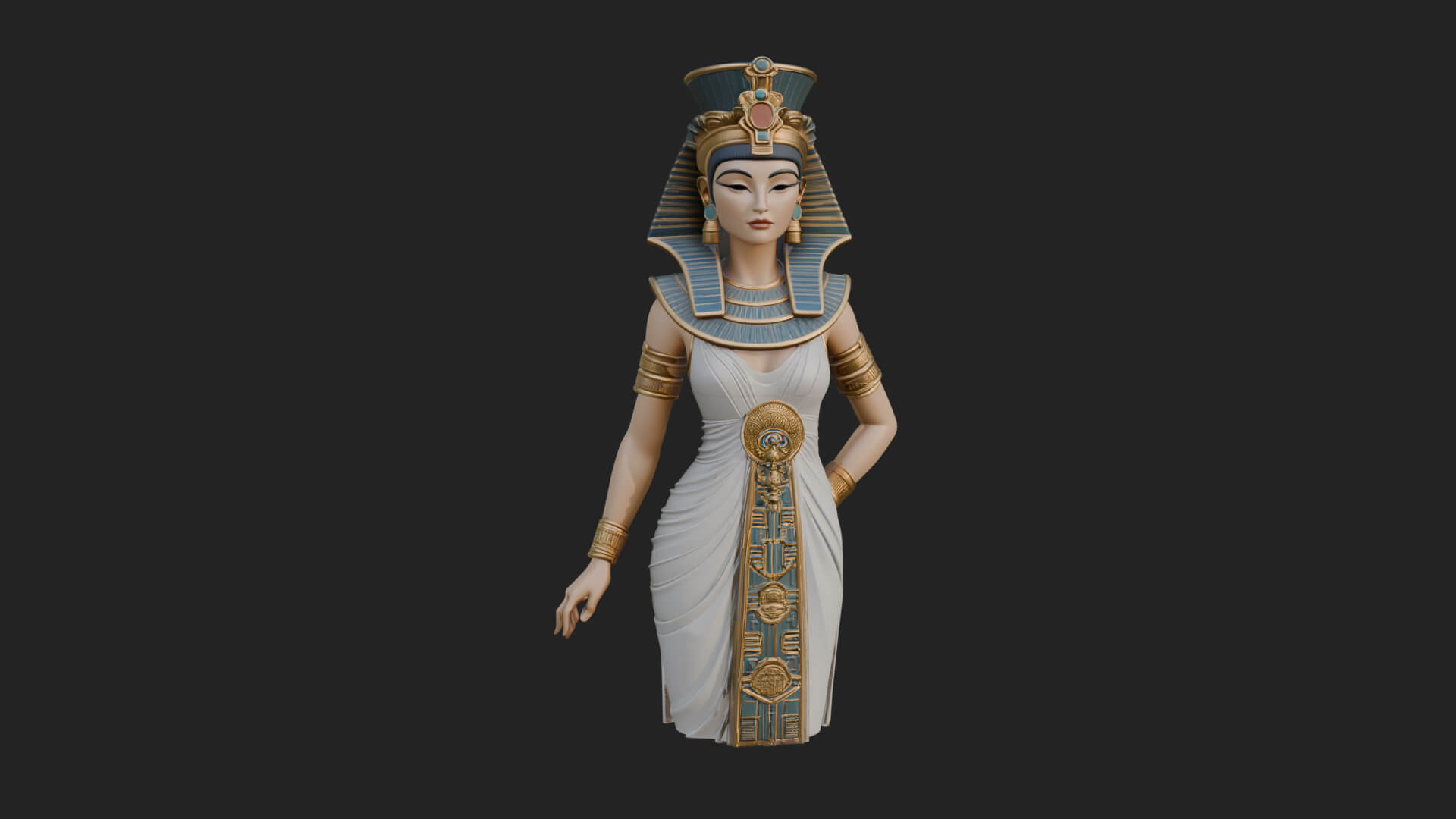 Egyptian Queen Statue Design 2 3D Print Model 3D Model