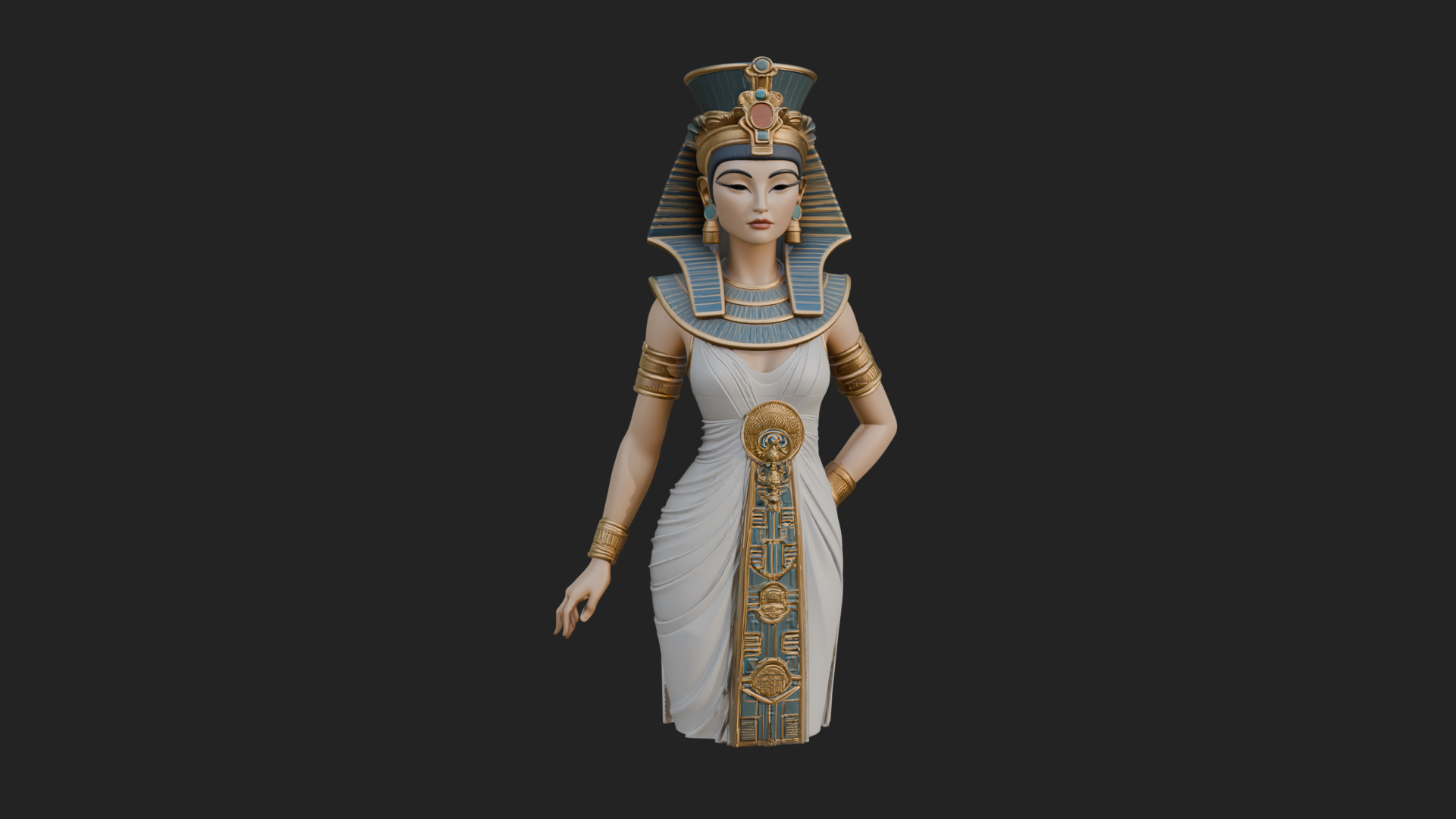 Egyptian Queen Statue Design 2 3D Print Model 3D Model