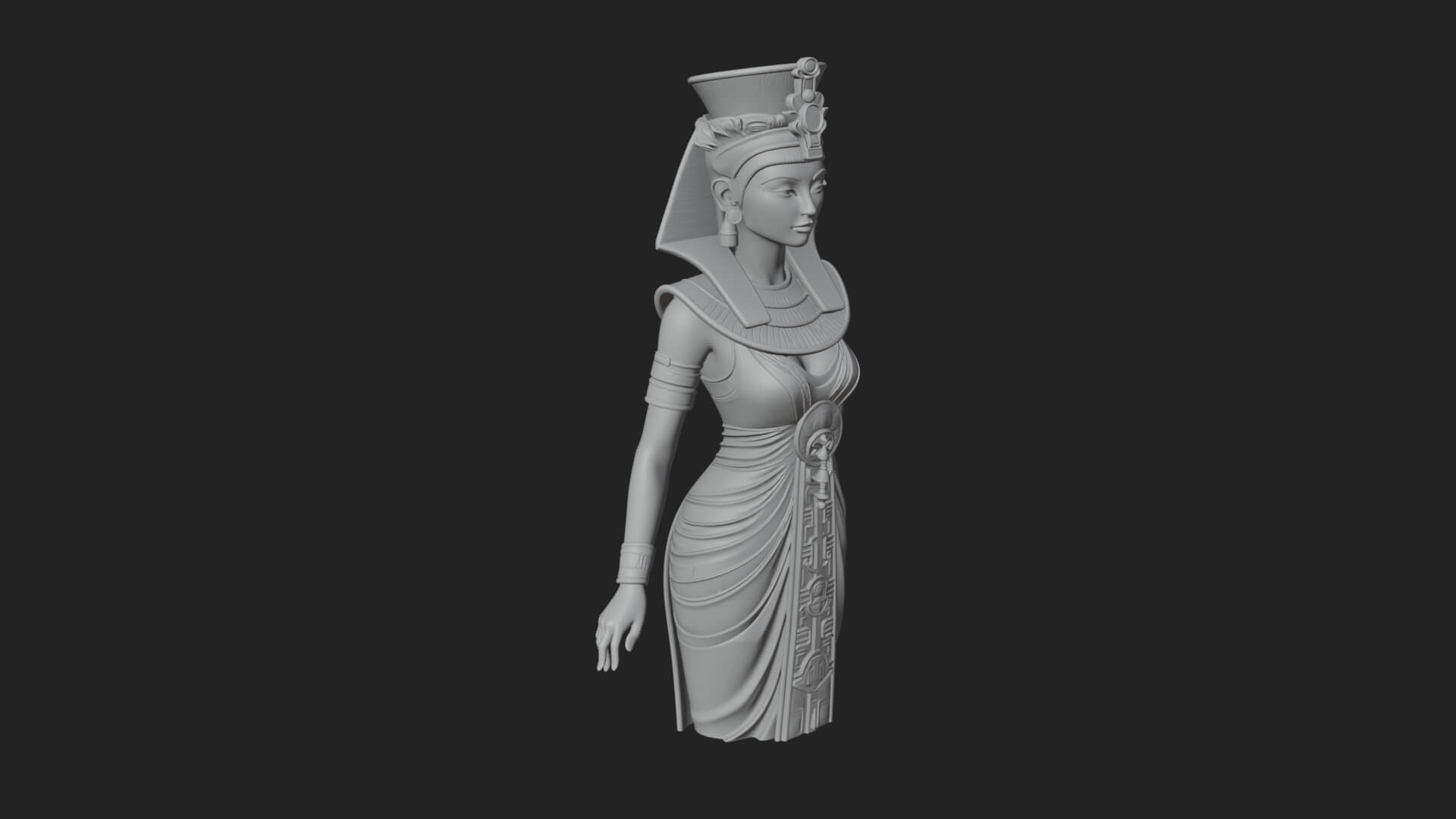 Egyptian Queen Statue Design 2 3D Print Model 3D Model