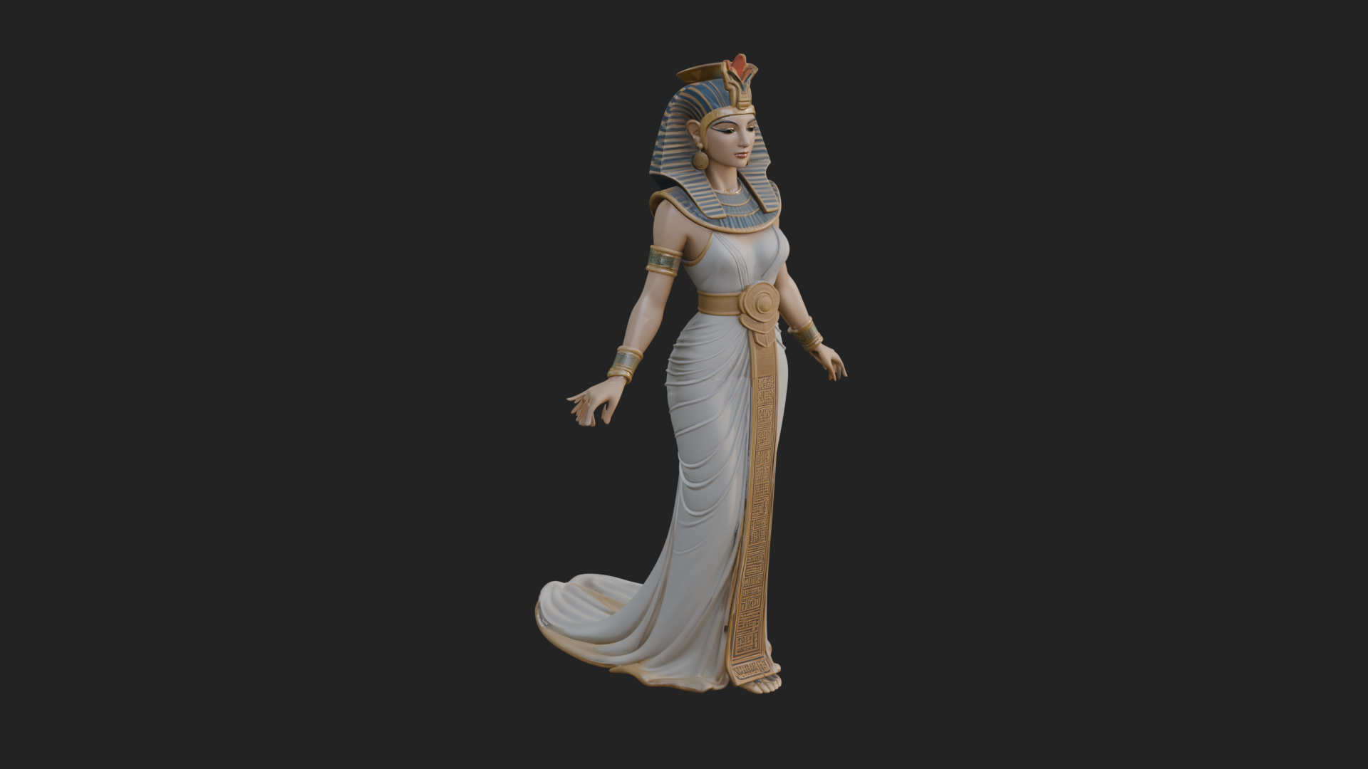 Egyptian Queen Statue Design 3 3D Print Model 3D Model