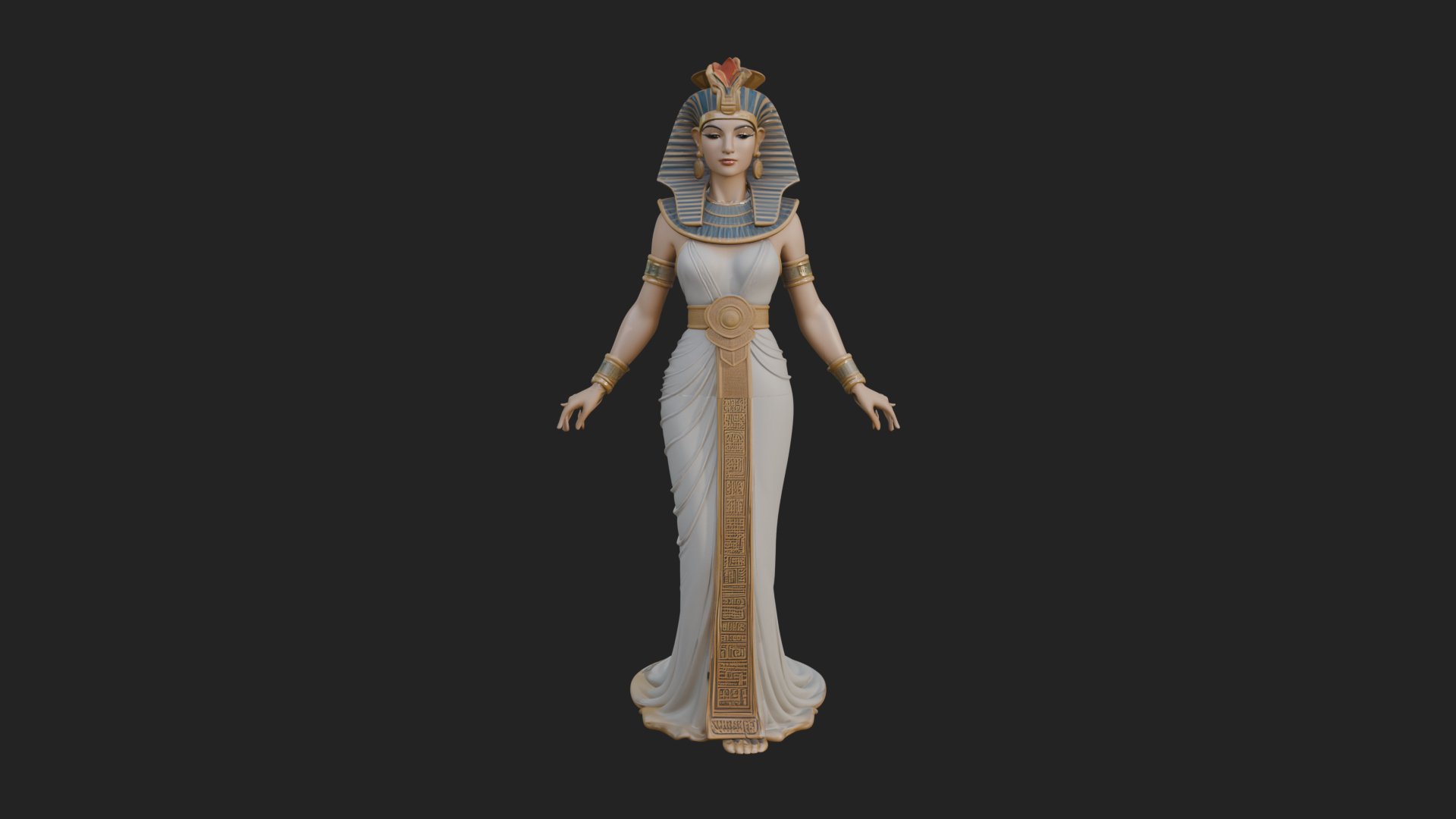 Egyptian Queen Statue Design 3 3D Print Model 3D Model
