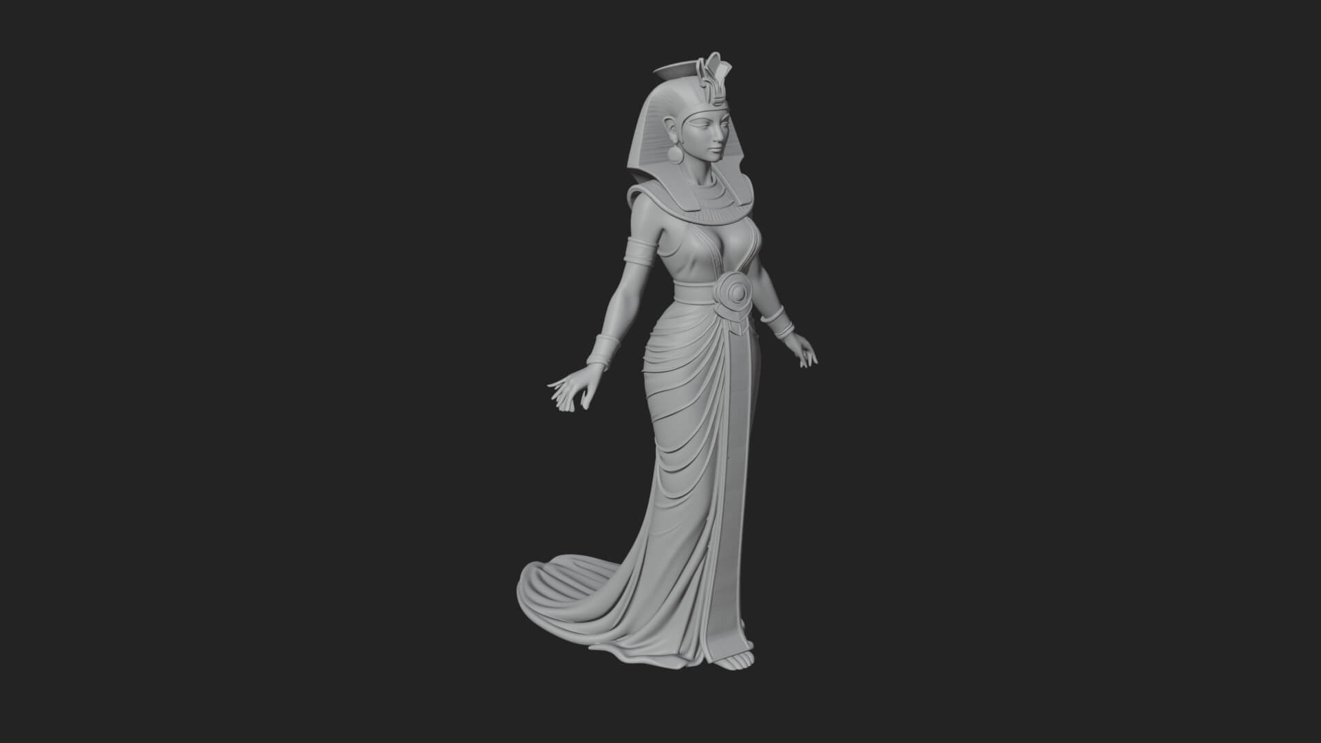 Egyptian Queen Statue Design 3 3D Print Model 3D Model