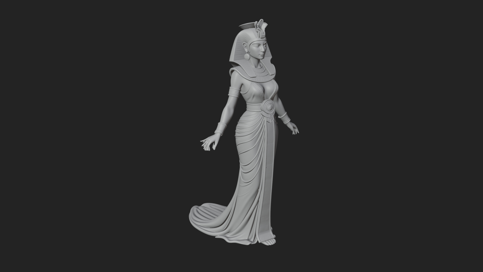 Egyptian Queen Statue Design 3 3D Print Model 3D Model