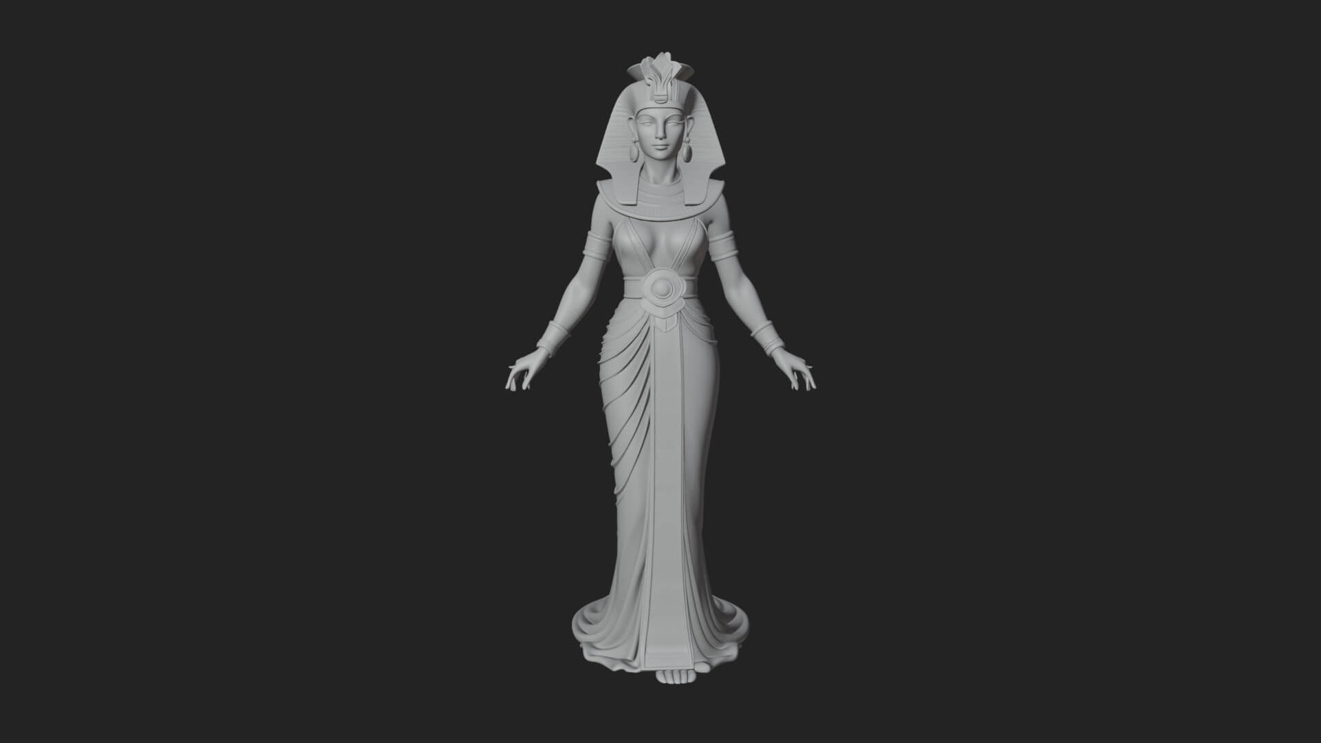 Egyptian Queen Statue Design 3 3D Print Model 3D Model