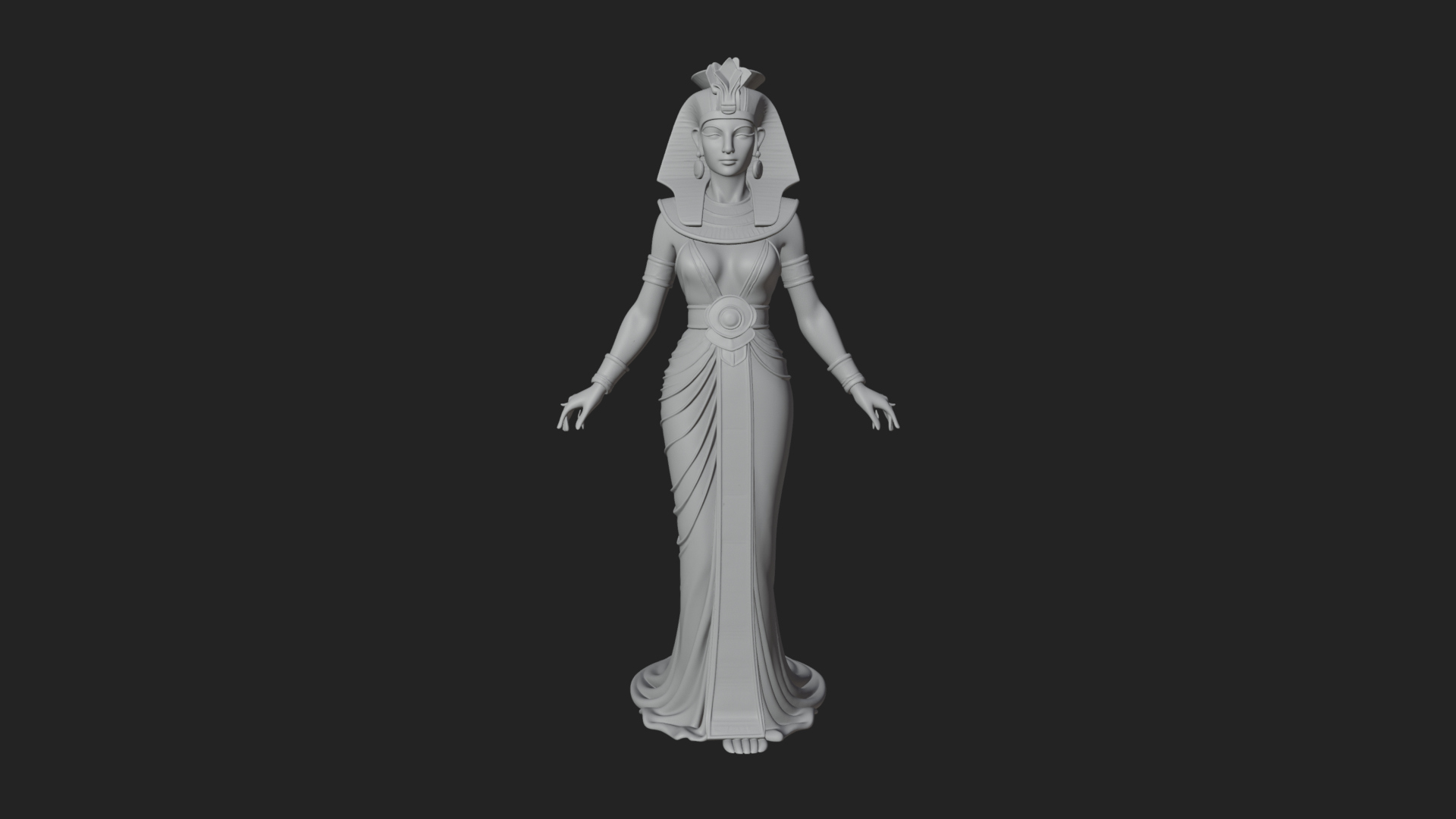 Egyptian Queen Statue Design 3 3D Print Model 3D Model