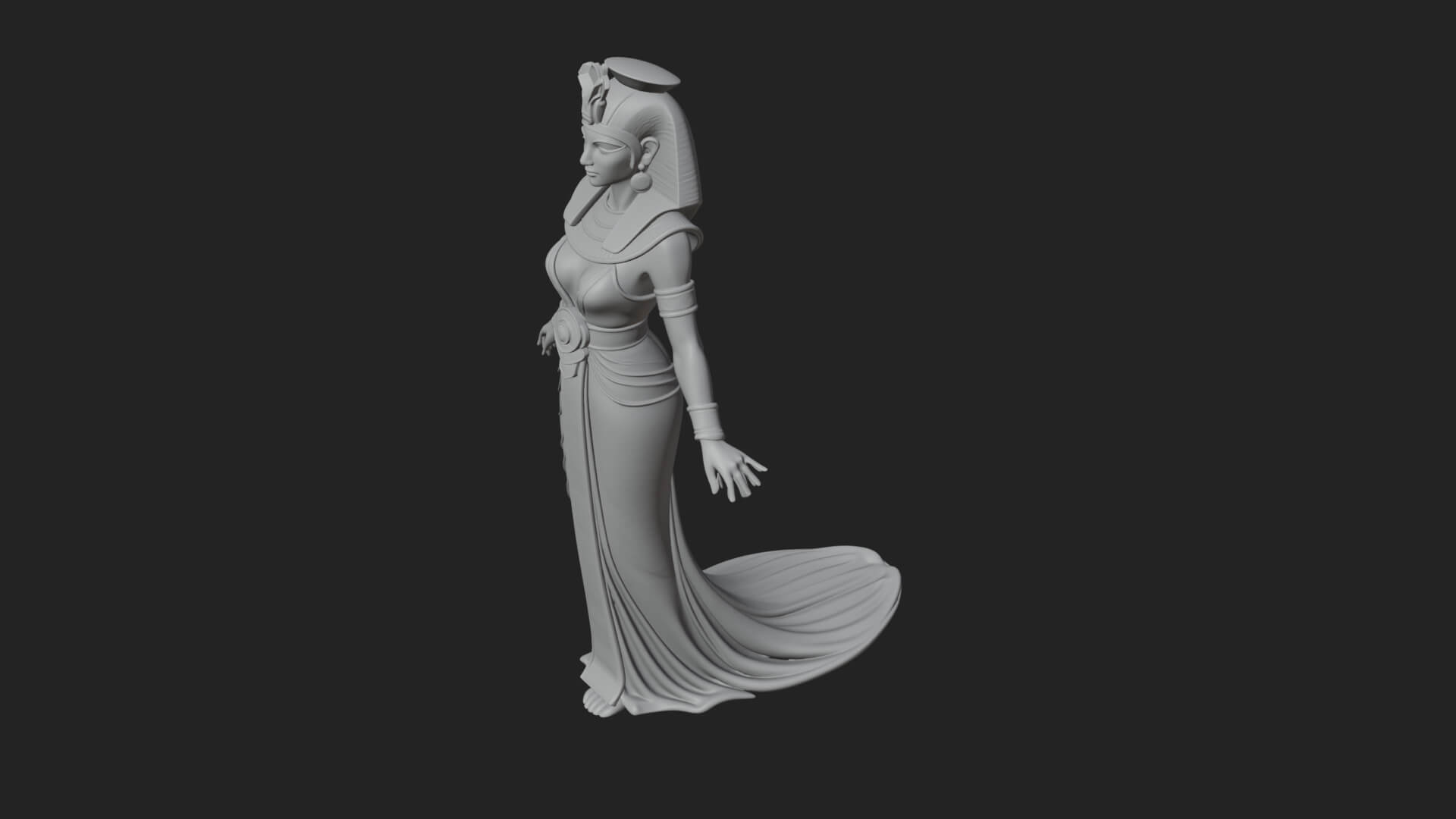 Egyptian Queen Statue Design 3 3D Print Model 3D Model