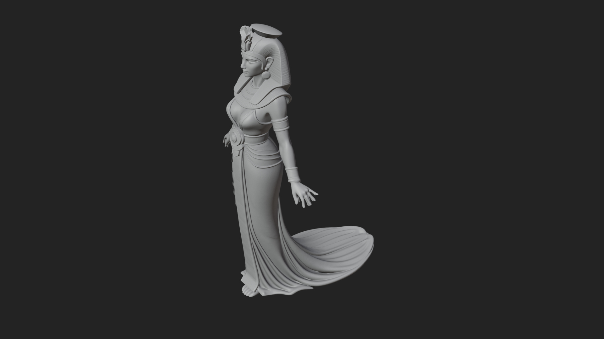 Egyptian Queen Statue Design 3 3D Print Model 3D Model
