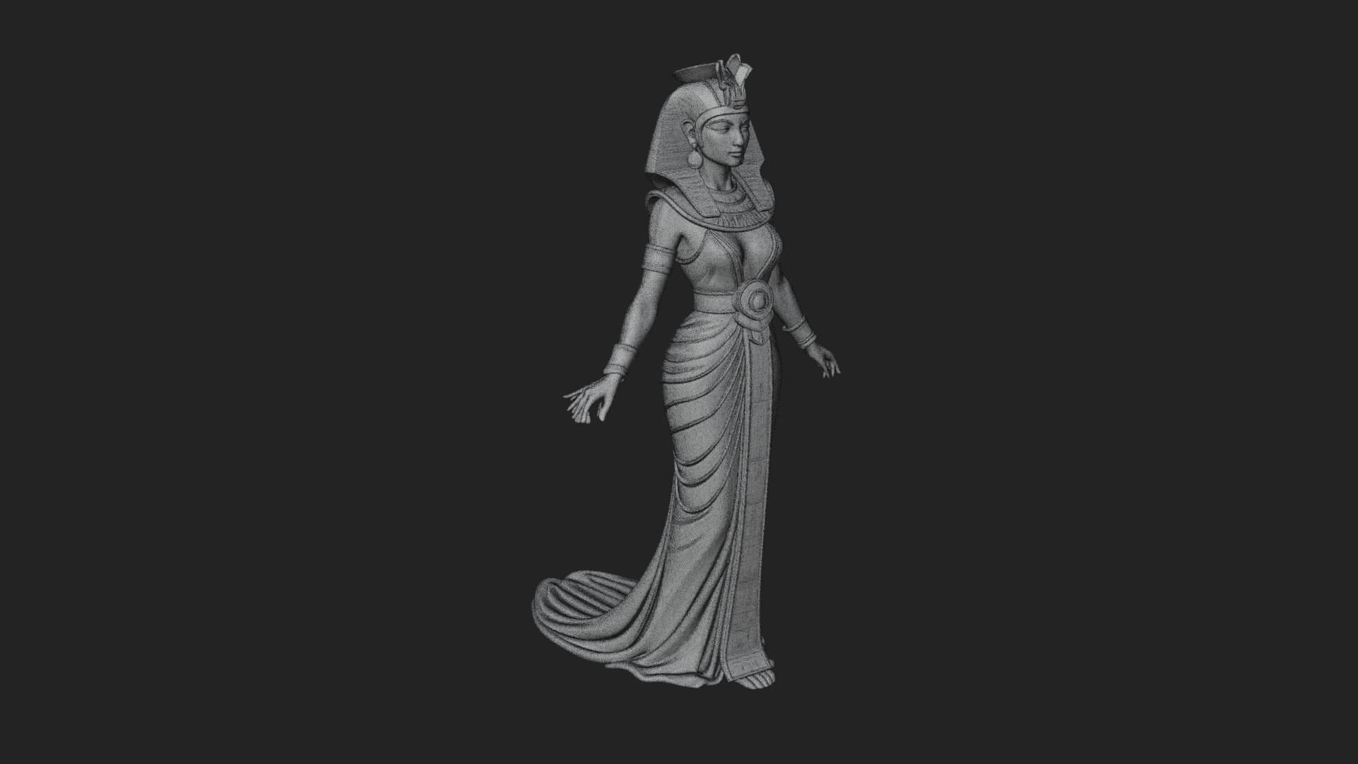 Egyptian Queen Statue Design 3 3D Print Model 3D Model
