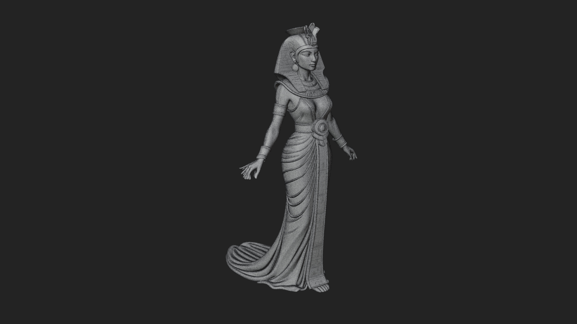 Egyptian Queen Statue Design 3 3D Print Model 3D Model