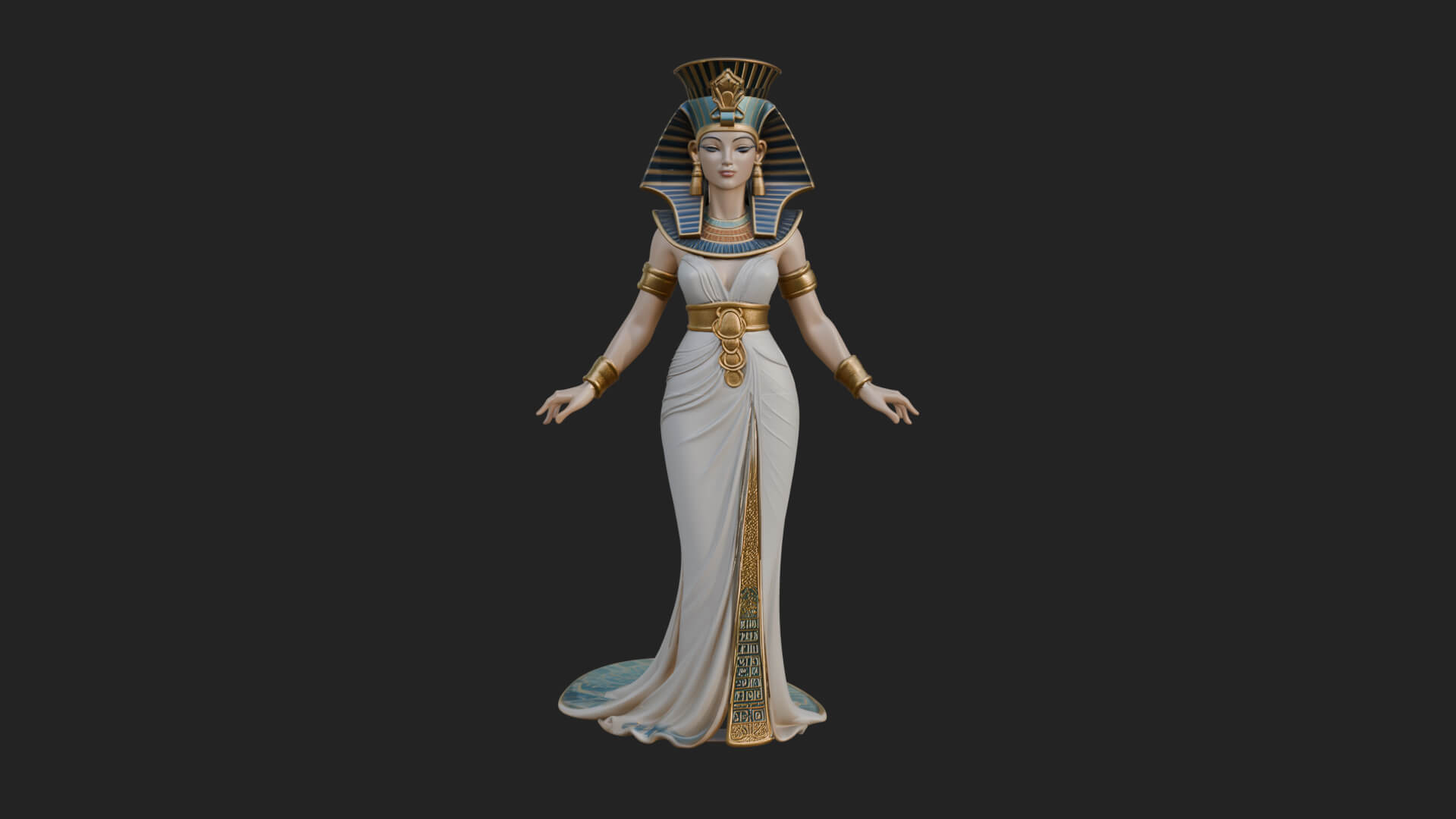 Egyptian Queen Statue Design 4 3D Print Model 3D Model