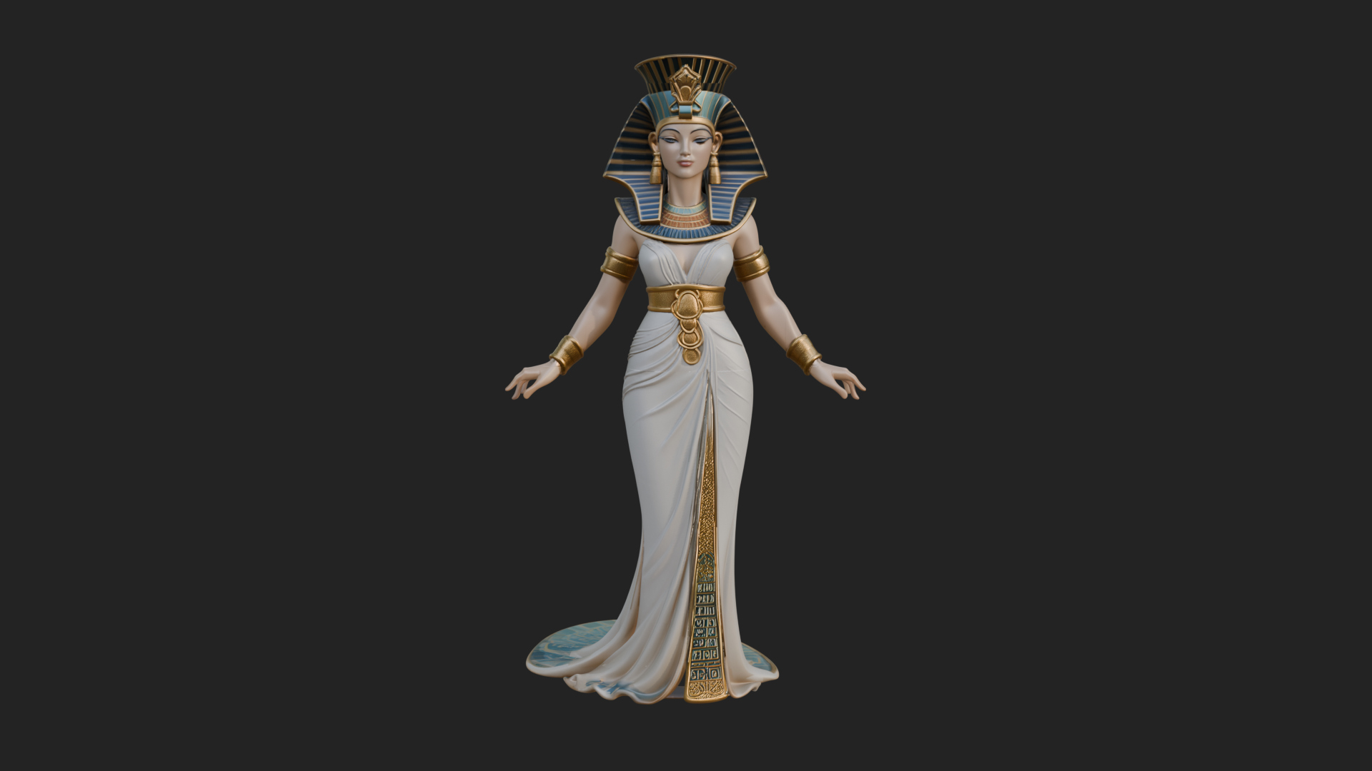 Egyptian Queen Statue Design 4 3D Print Model 3D Model