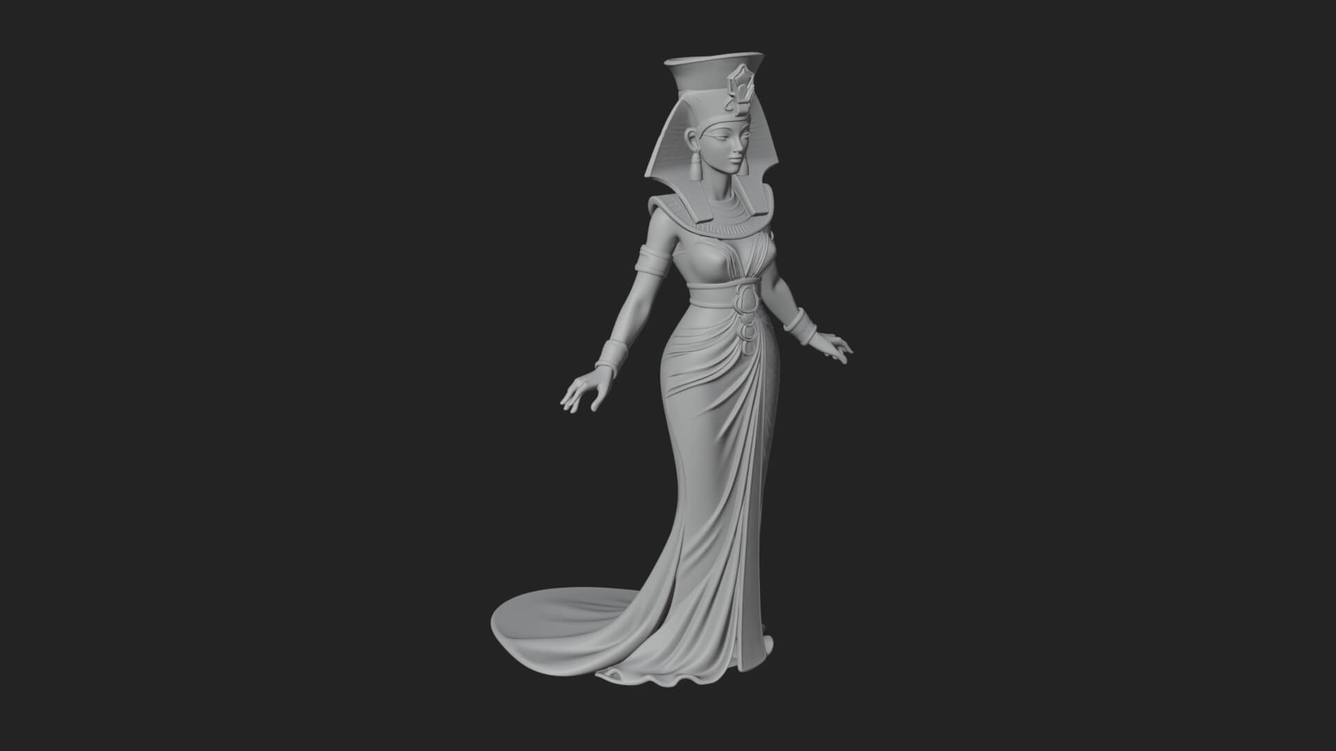 Egyptian Queen Statue Design 4 3D Print Model 3D Model