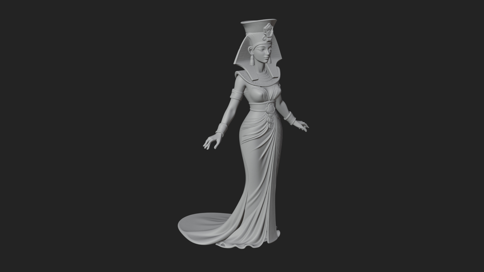 Egyptian Queen Statue Design 4 3D Print Model 3D Model