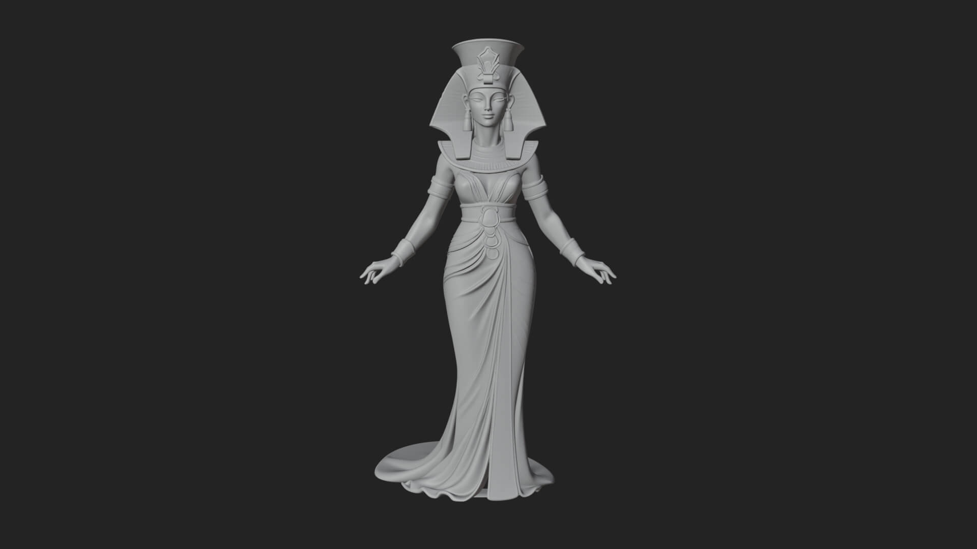 Egyptian Queen Statue Design 4 3D Print Model 3D Model