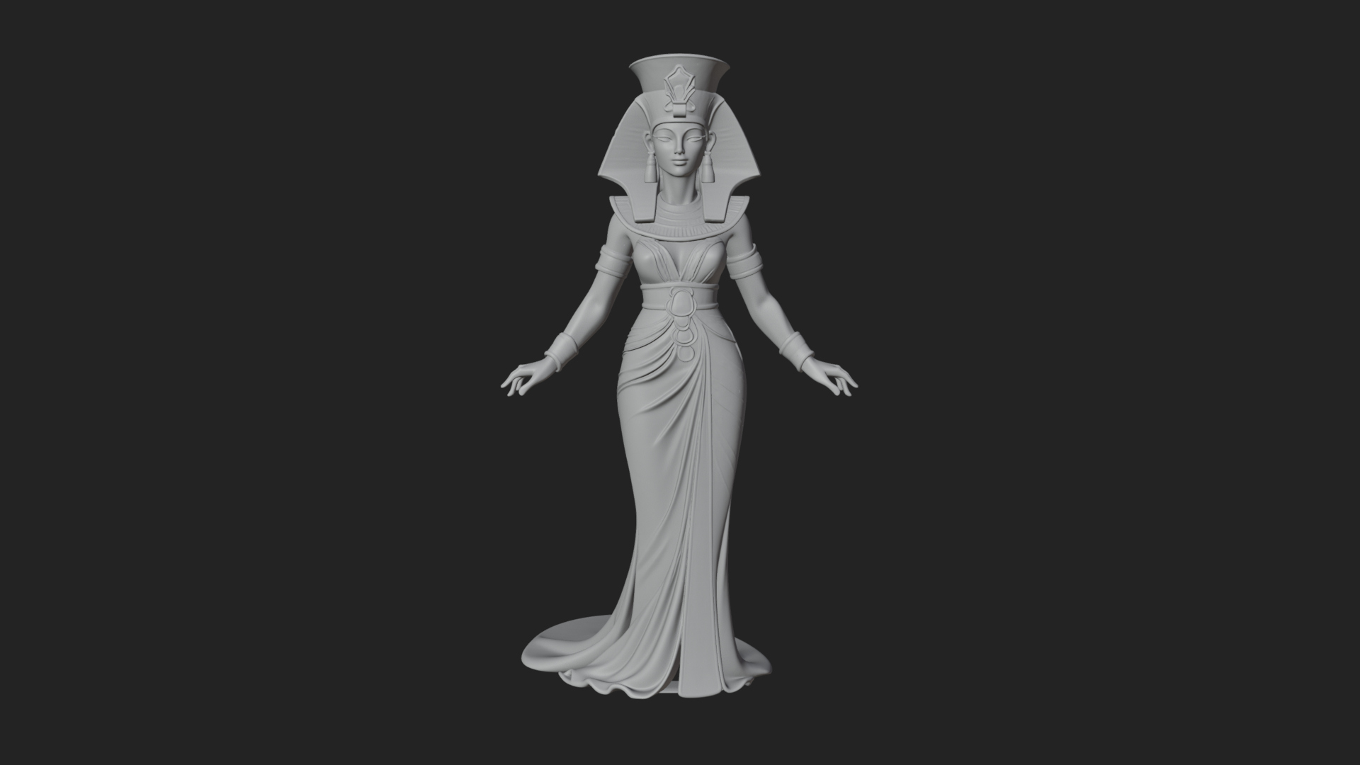 Egyptian Queen Statue Design 4 3D Print Model 3D Model