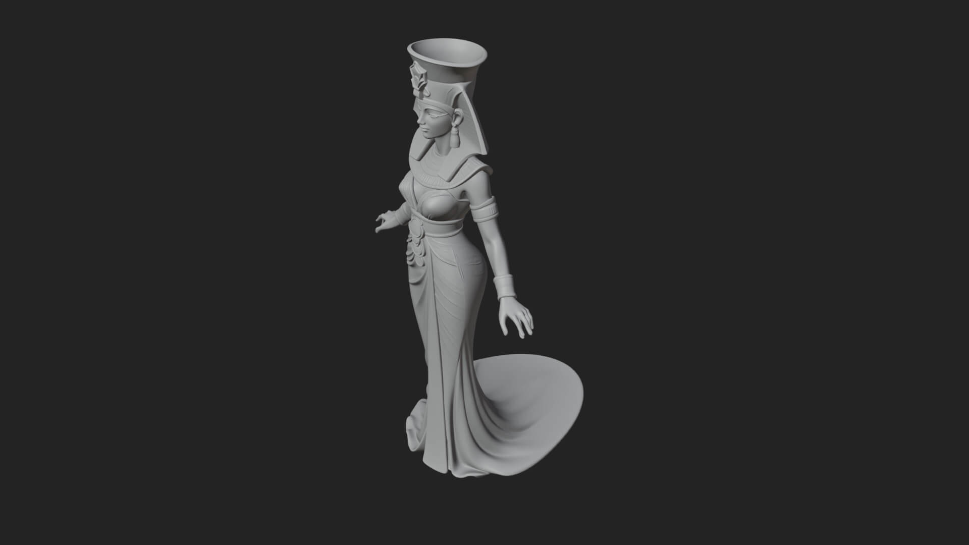 Egyptian Queen Statue Design 4 3D Print Model 3D Model