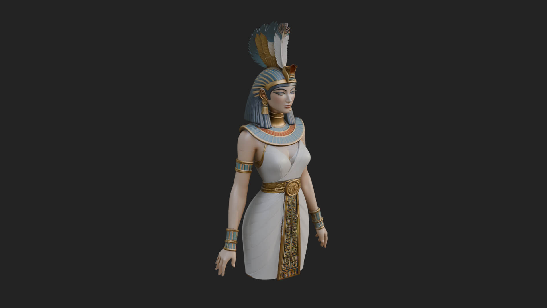 Egyptian Queen Statue Design 5 3D Print Model 3D Model