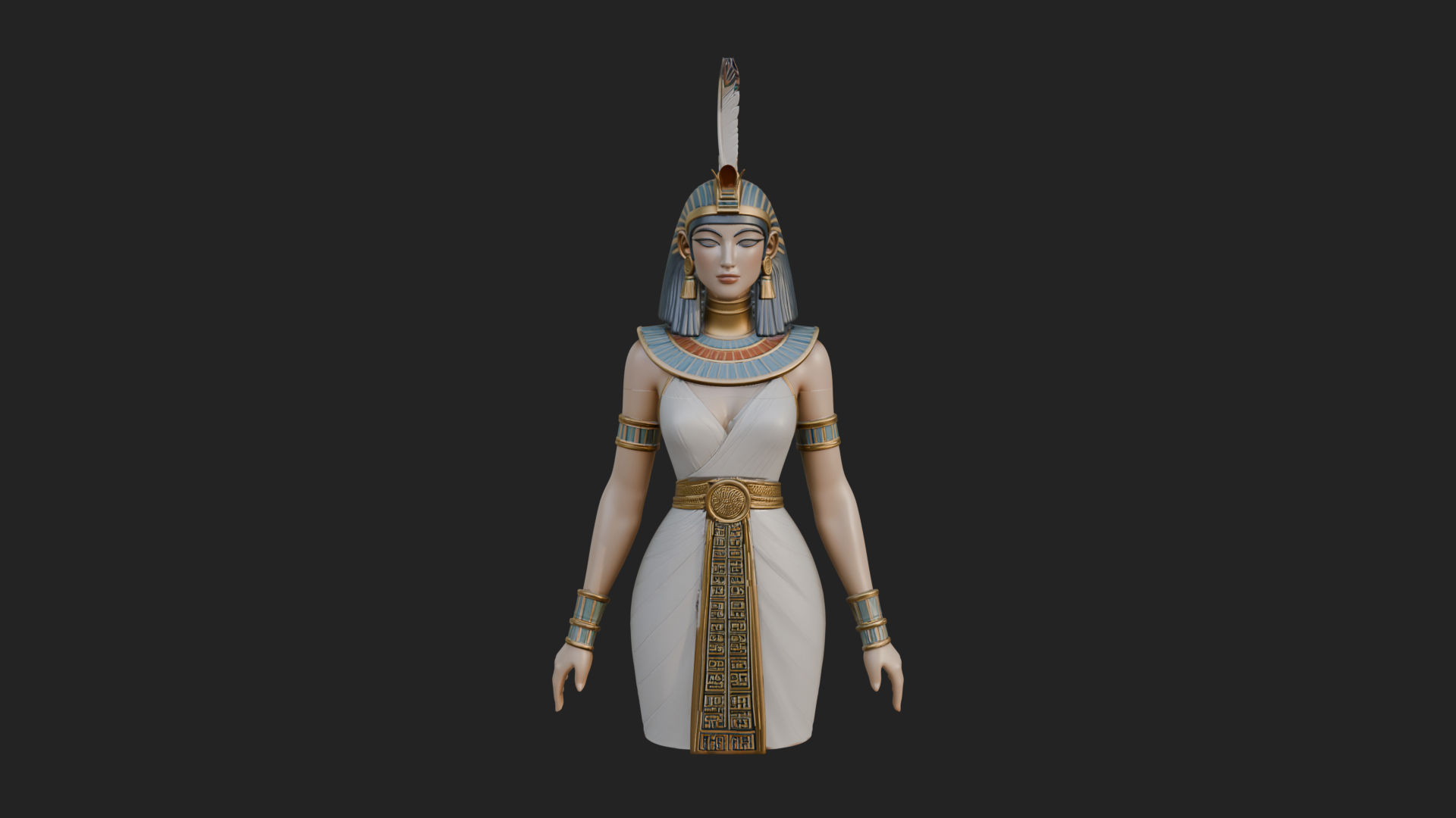 Egyptian Queen Statue Design 5 3D Print Model 3D Model