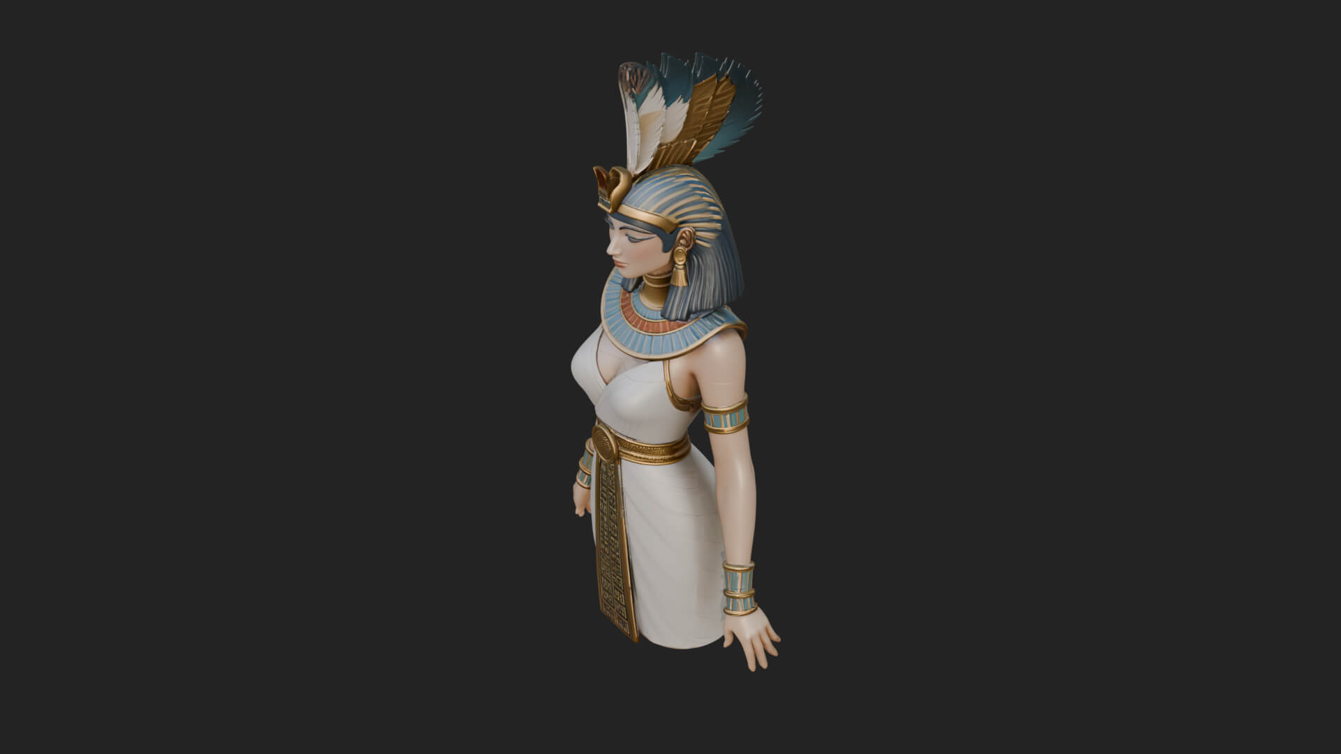 Egyptian Queen Statue Design 5 3D Print Model 3D Model