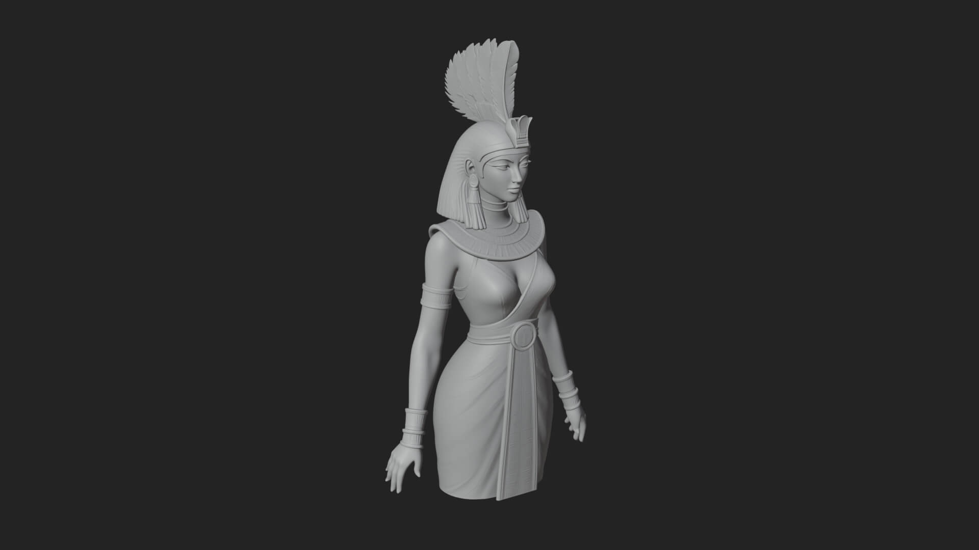 Egyptian Queen Statue Design 5 3D Print Model 3D Model