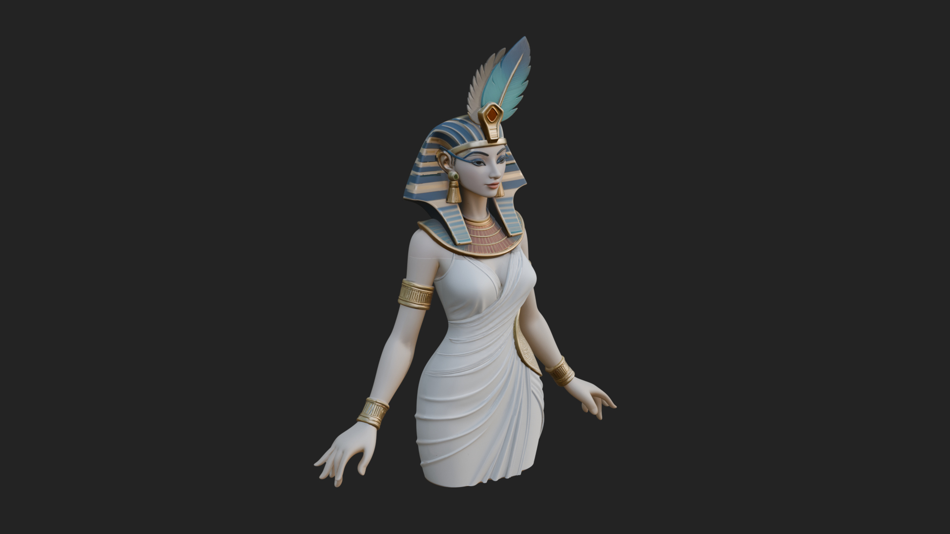 Egyptian Queen Statue Design 9 3D Print Model 3D Model