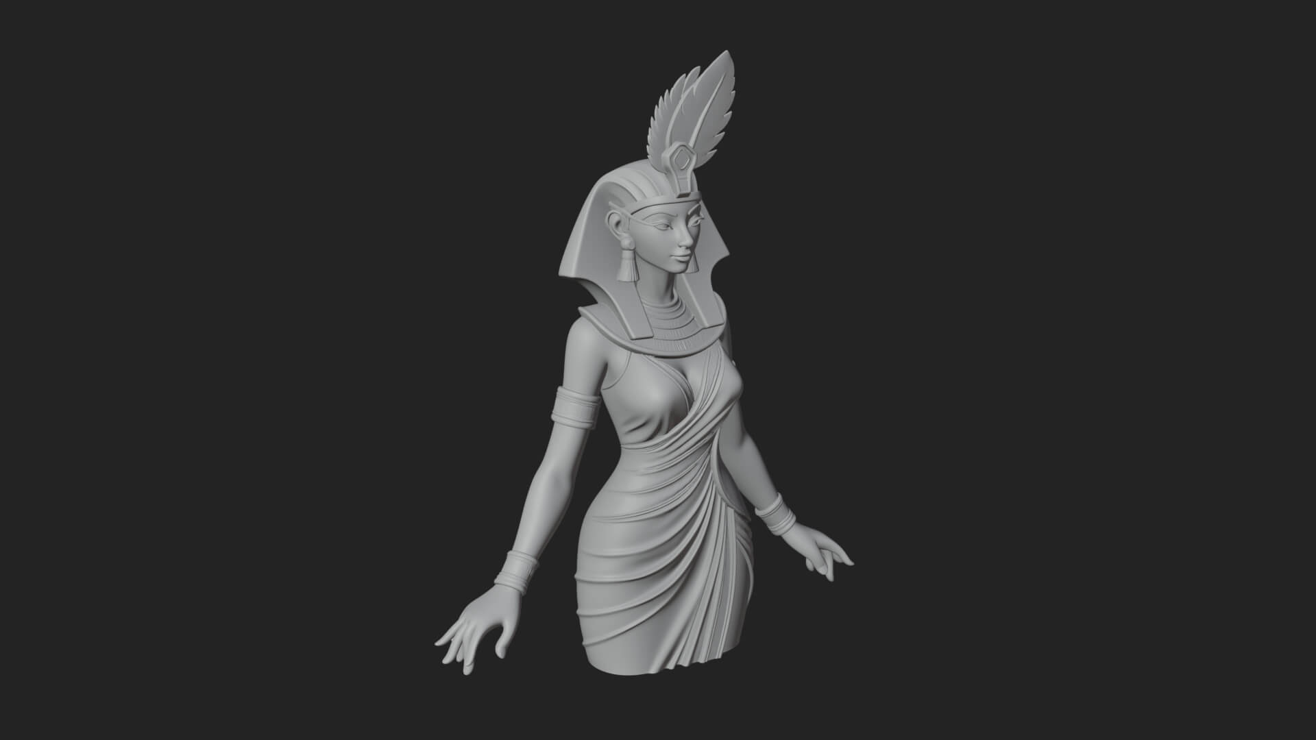 Egyptian Queen Statue Design 9 3D Print Model 3D Model