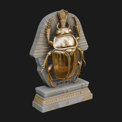 Egyptian Scarab Wall Plaque Design 13 3D Print Model