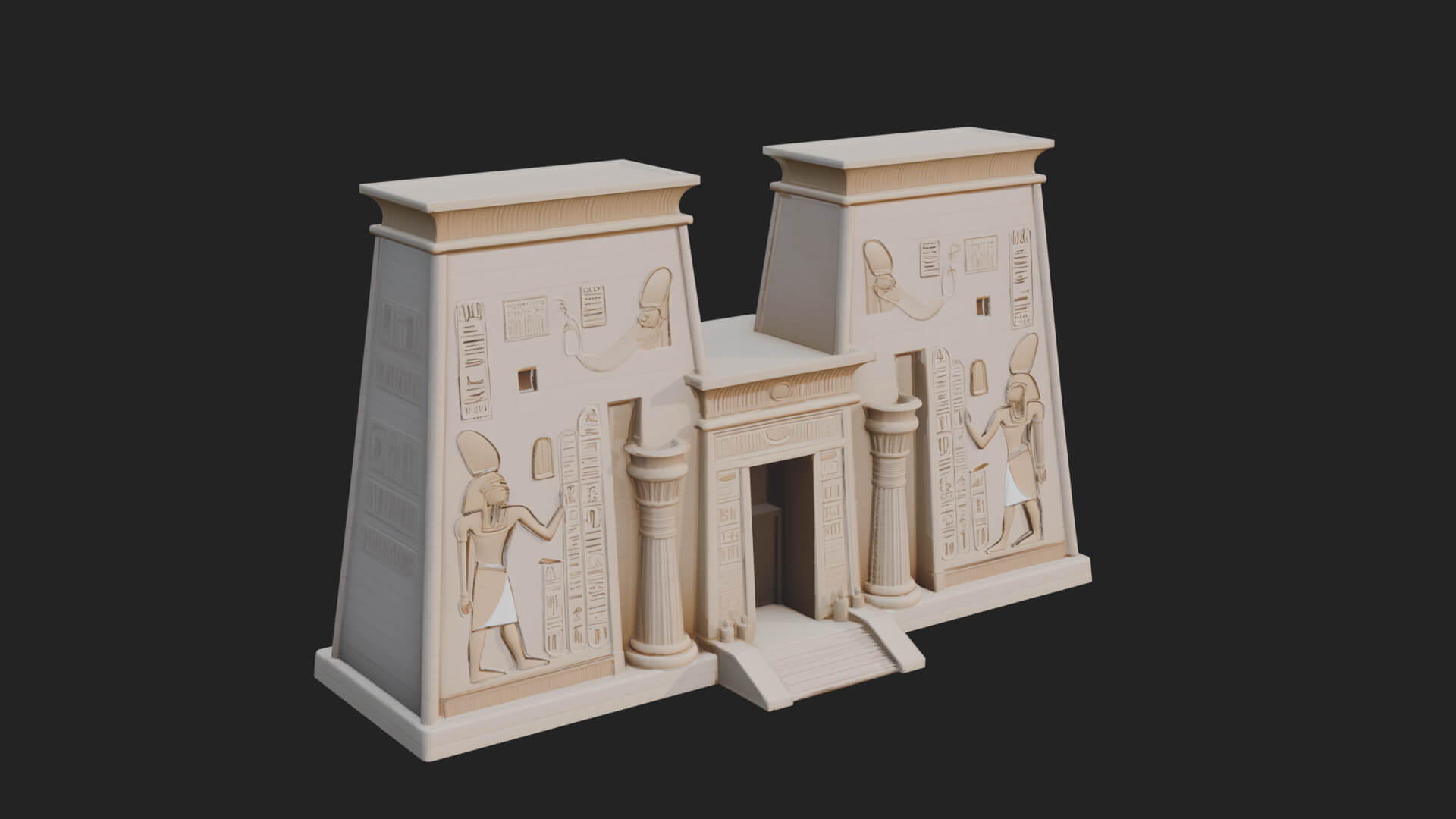 Egyptian Temple Gate Design 2 3D Print Model 3D Model