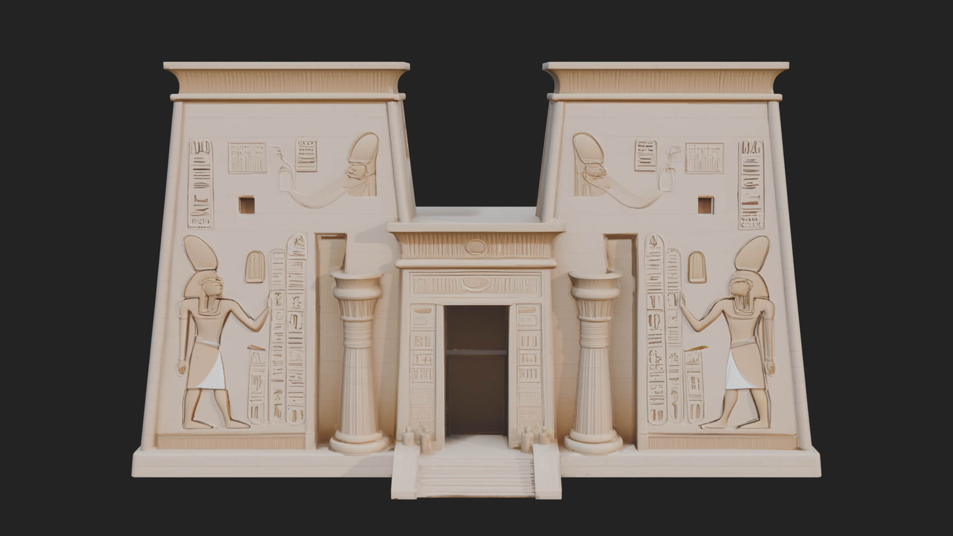 Egyptian Temple Gate Design 2 3D Print Model 3D Model
