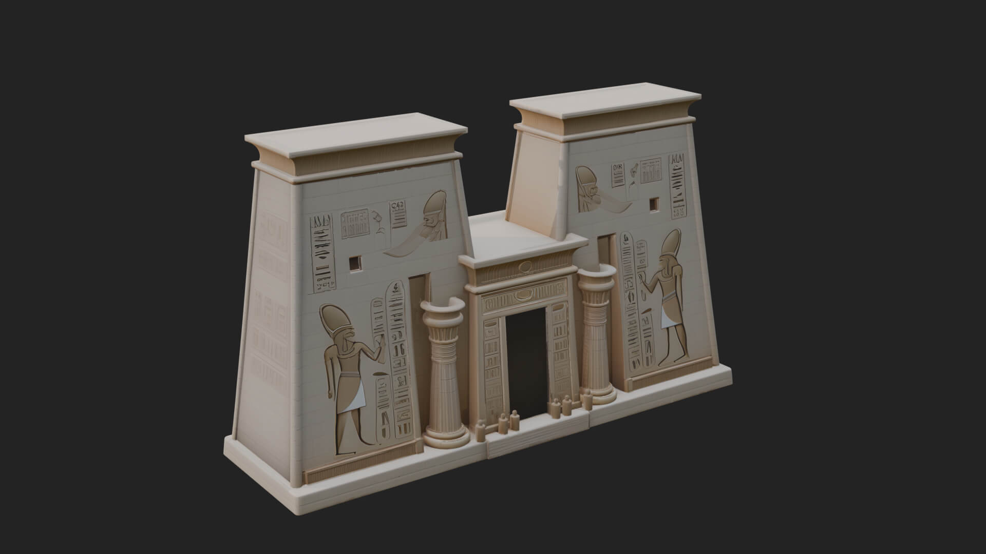 Egyptian Temple Gate Design 2 3D Print Model 3D Model