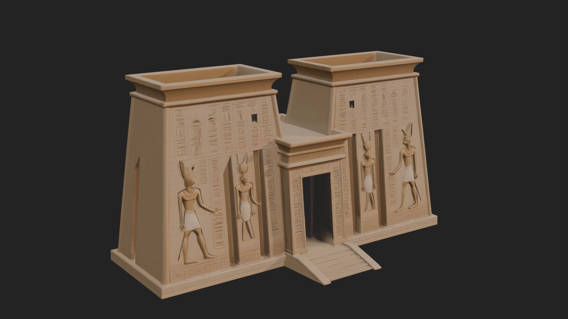Egyptian Temple Gate Design 4 3D Print Model 3D Model