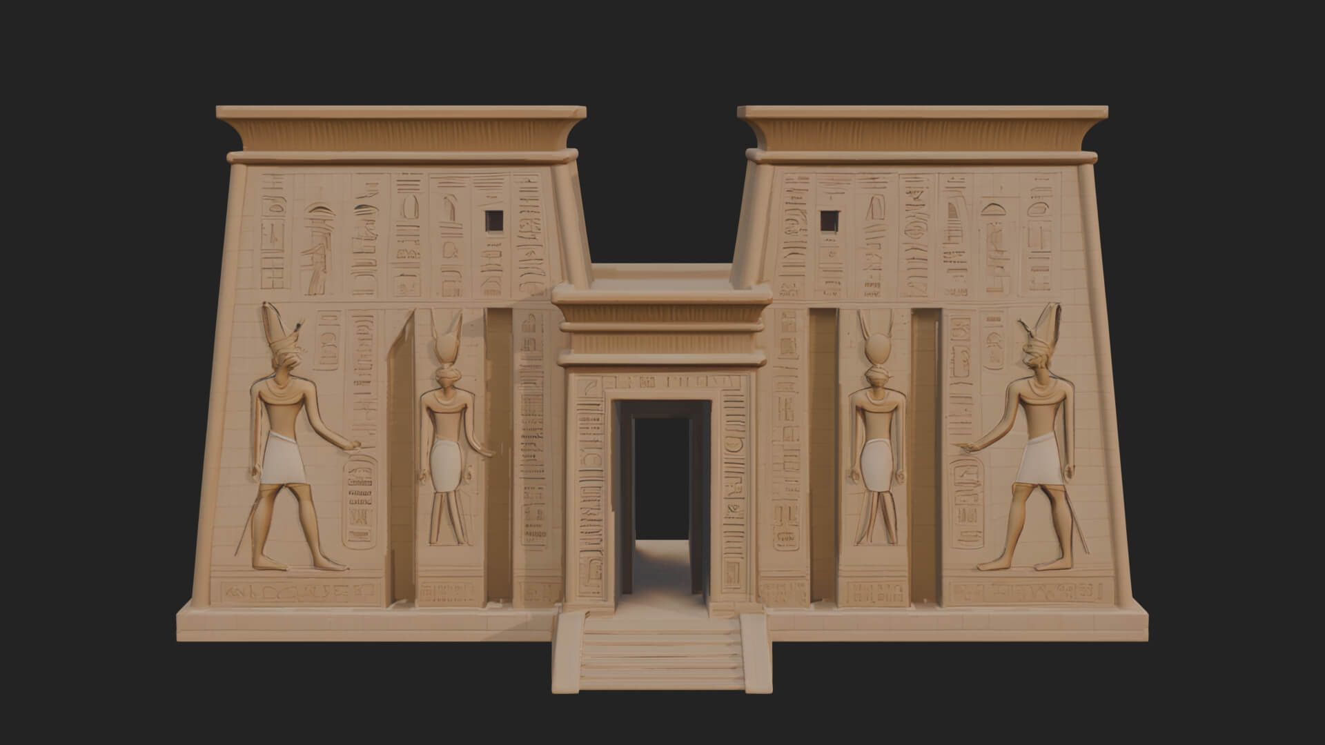 Egyptian Temple Gate Design 4 3D Print Model 3D Model