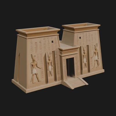 Egyptian Temple Gate Design 4 3D Print Model