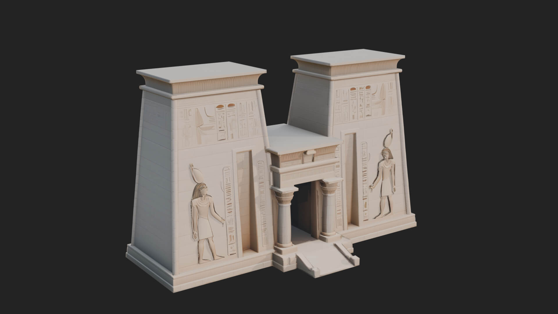Egyptian Temple Gate Design 5 3D Print Model 3D Model