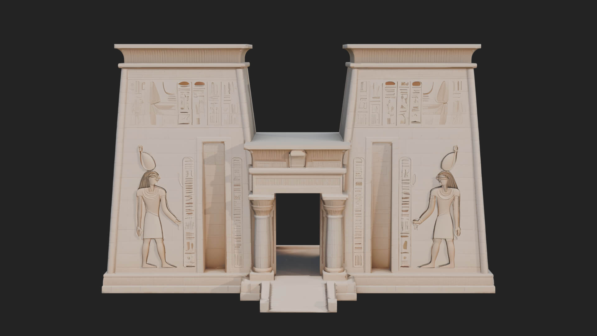 Egyptian Temple Gate Design 5 3D Print Model 3D Model
