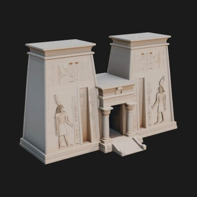 Egyptian Temple Gate Design 5 3D Print Model