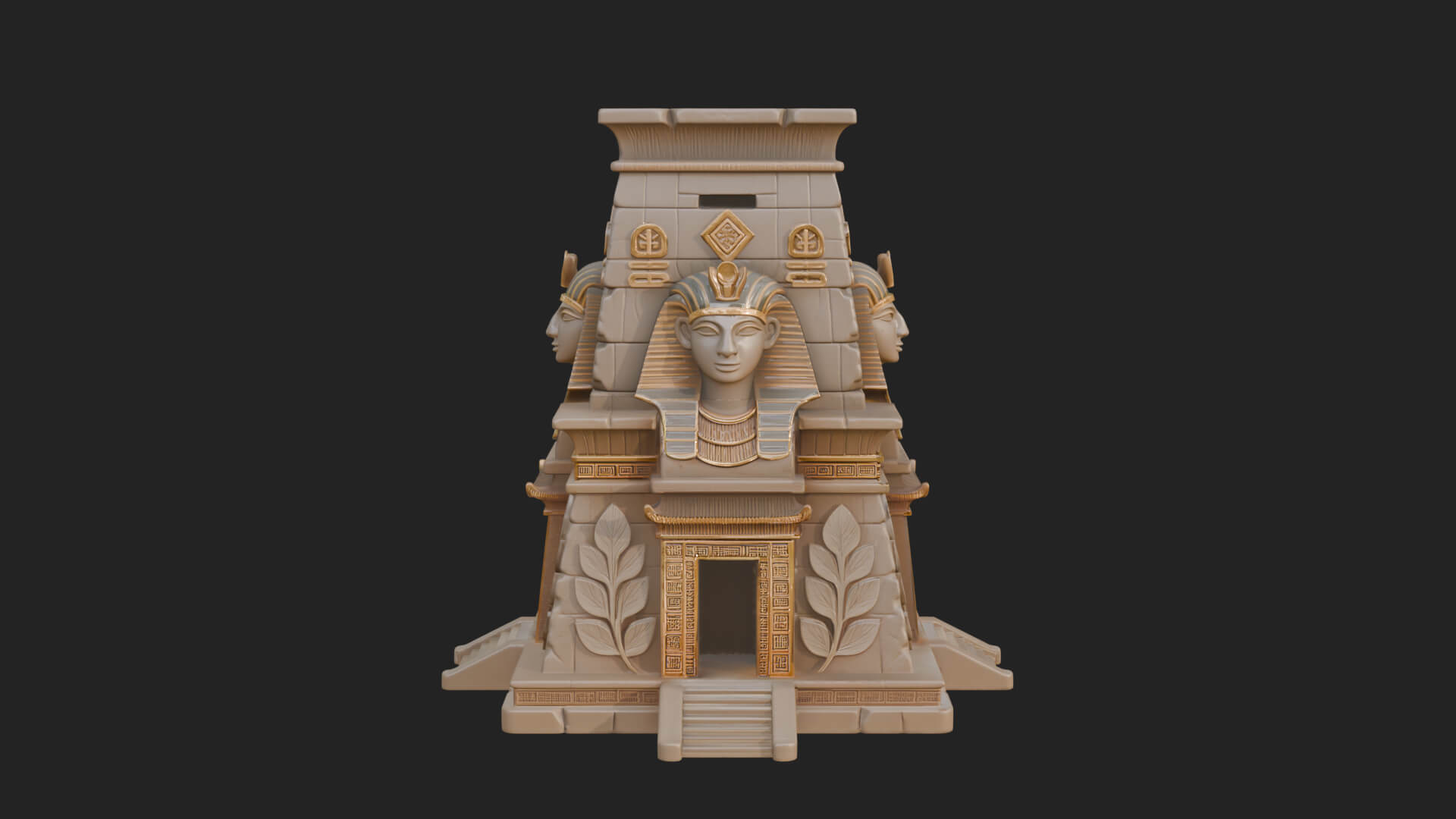 Egyptian Temple Pylon Design 1 3D Print Model 3D Model
