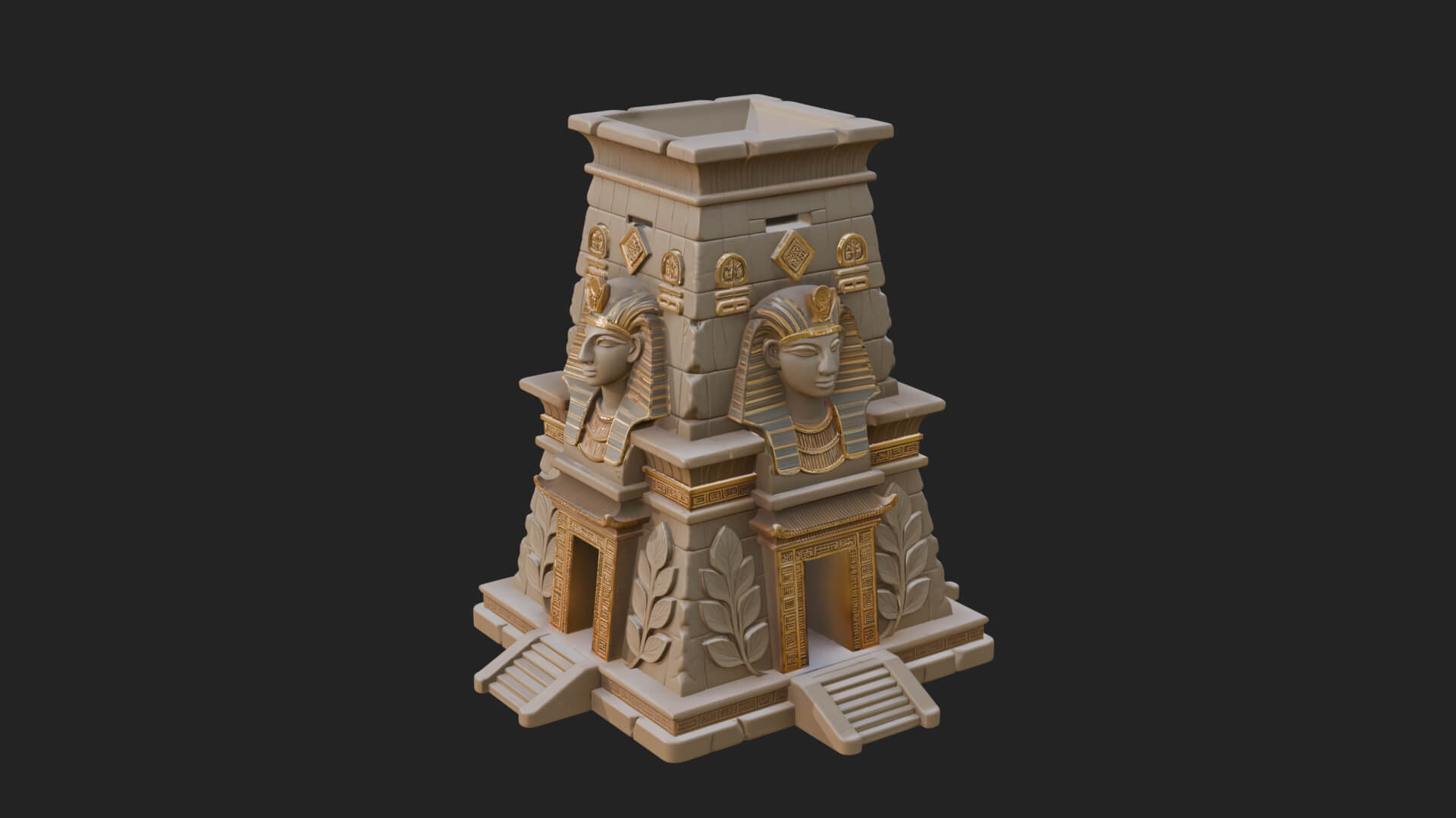 Egyptian Temple Pylon Design 1 3D Print Model 3D Model