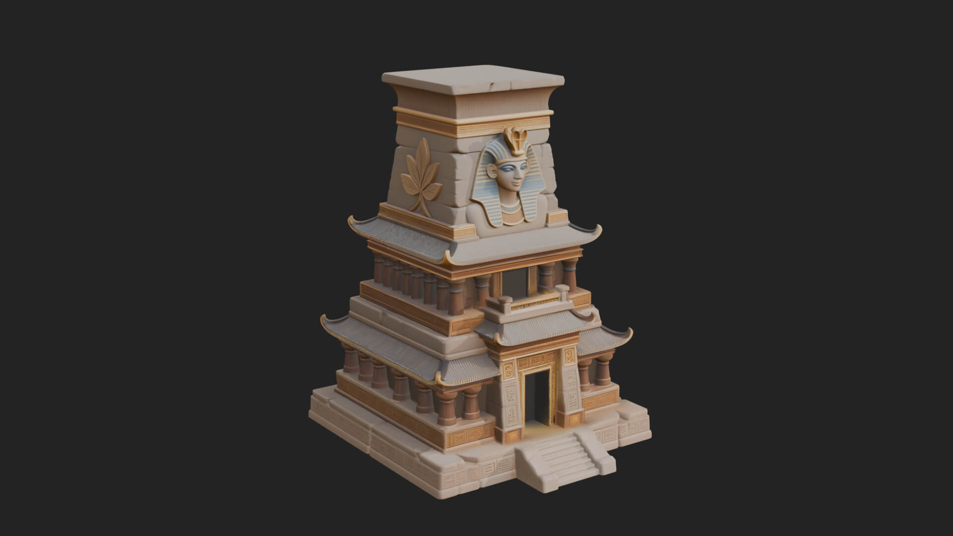 Egyptian Temple Pylon Design 4 3D Print Model 3D Model