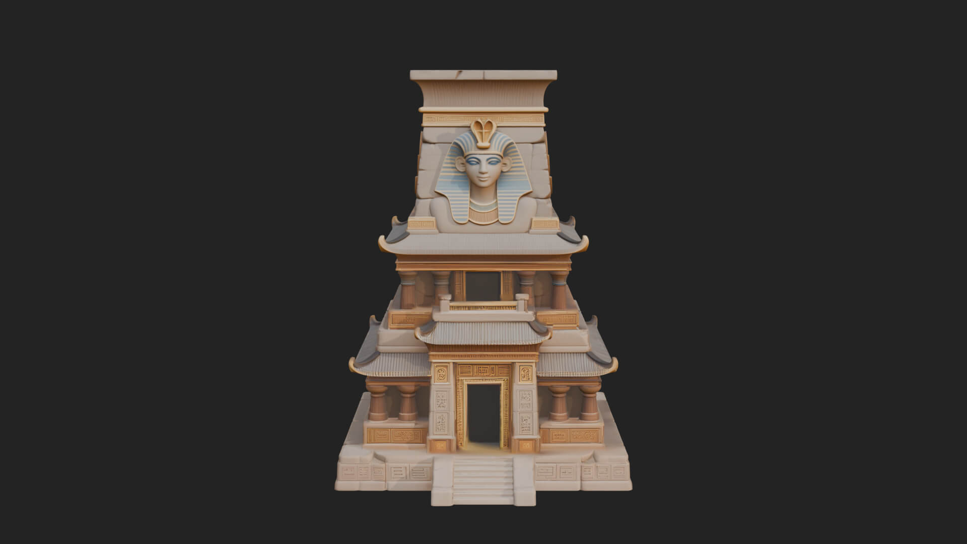Egyptian Temple Pylon Design 4 3D Print Model 3D Model