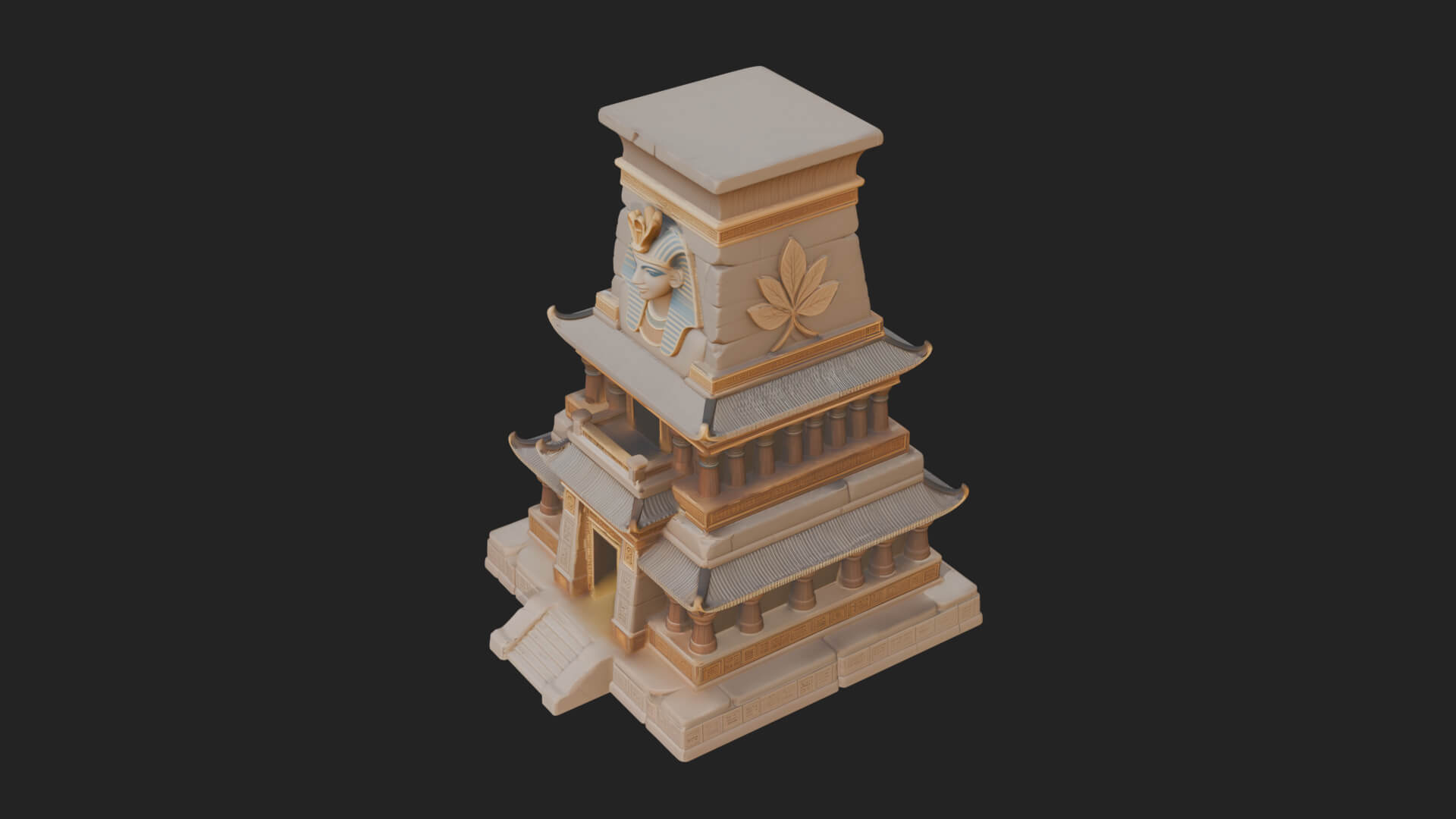 Egyptian Temple Pylon Design 4 3D Print Model 3D Model